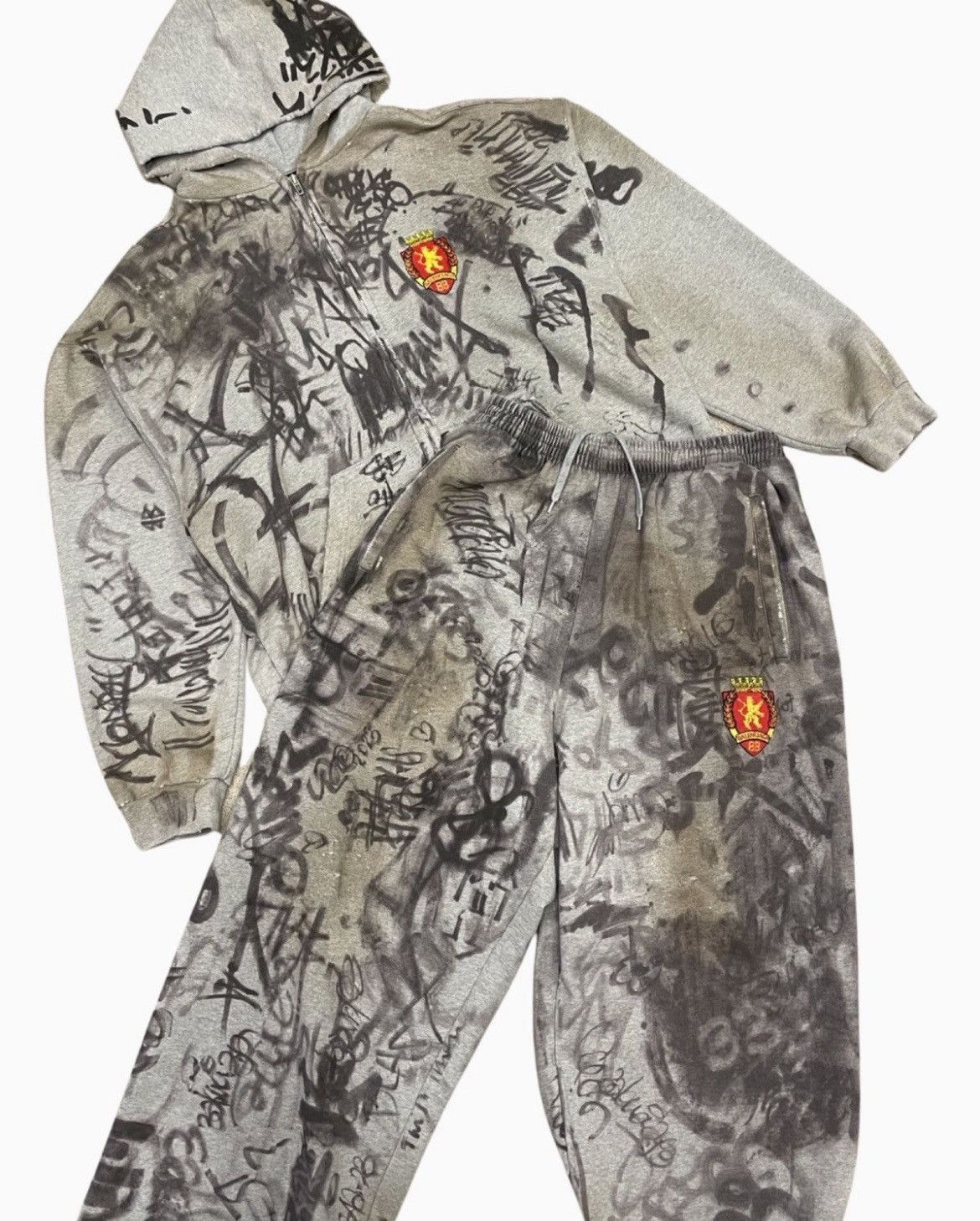 Balenciaga SS23 Balenciaga Skater Graffiti Distressed Zip Up Hoodie Size US M / EU 48-50 / 2 - 1 Thumbnail
