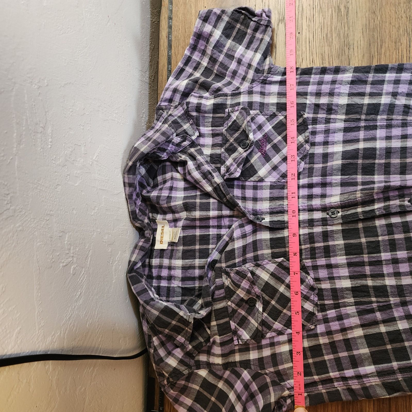 Diesel Diesel Y2K Women's S Long Fit Purple Plaid Shirt Size S / US 4 / IT 40 - 9 Thumbnail