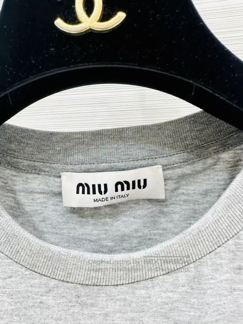 Miu Miu Miu Miu Size S Logo logo round neck short sleeve Size S / US 4 / IT 40 - 2 Thumbnail