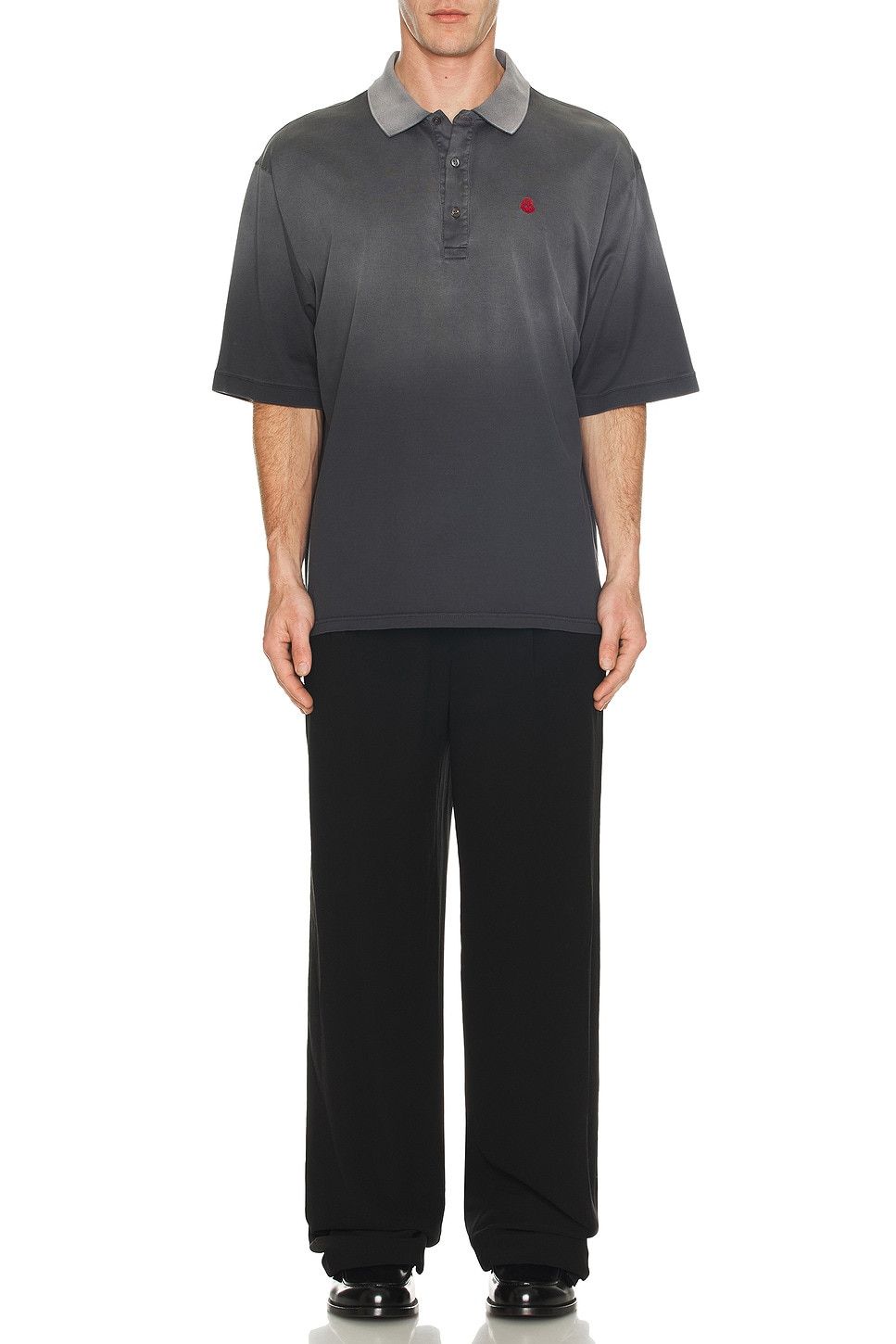 Alexander McQueen o1srvl11e0226 Oversized Polo Shirt In Black/Grey Size US L / EU 52-54 / 3 - 5 Thumbnail