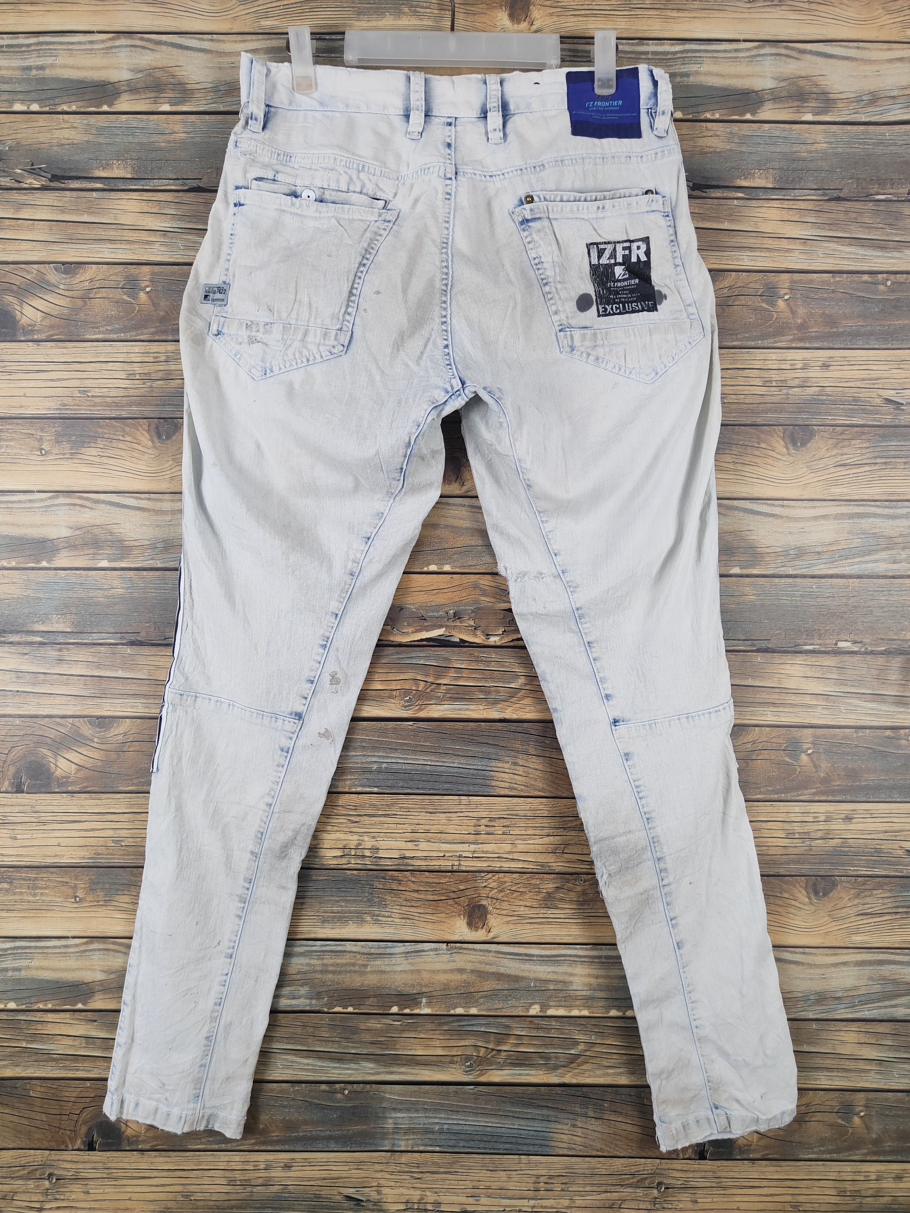 Japanese Brand I'z Frontier Light Blue Distressed Ripped Soft Jeans #W1997 Size US 32 / EU 48 - 9 Thumbnail