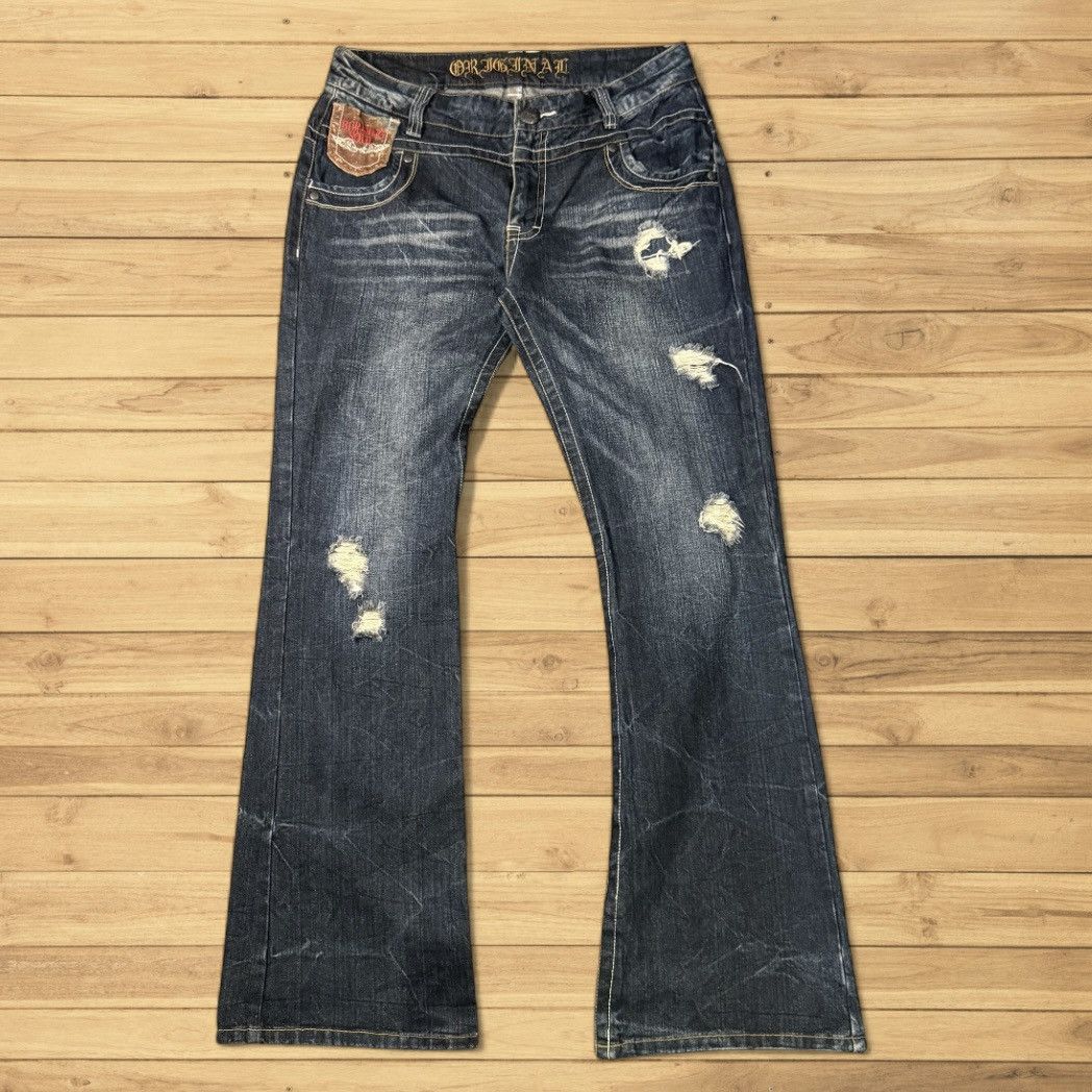 If Six Was Nine Insane Japanese Leather Flared Sick Soul Distressed Y2K LGB Size US 34 / EU 50 - 2 Thumbnail