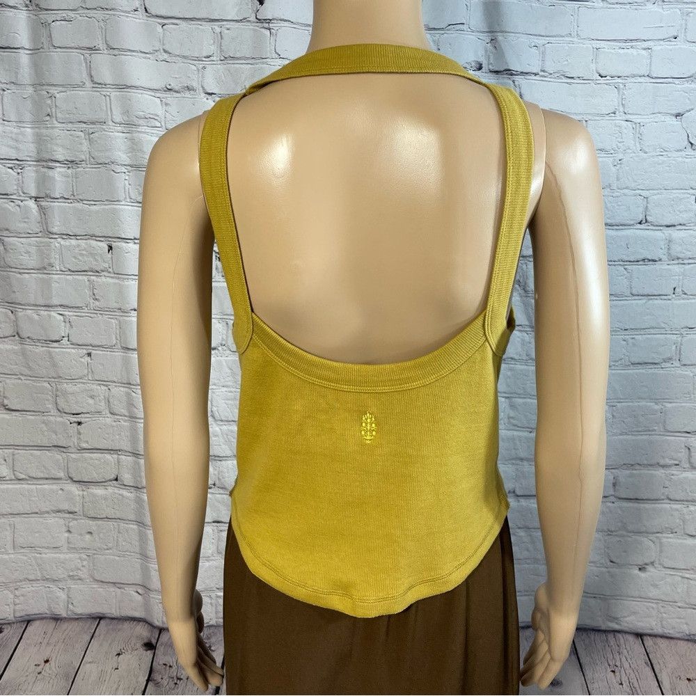 Free People New Free People FP Movement Mustard Cotton Open Air Tank To Size L / US 10 / IT 46 - 4 Thumbnail