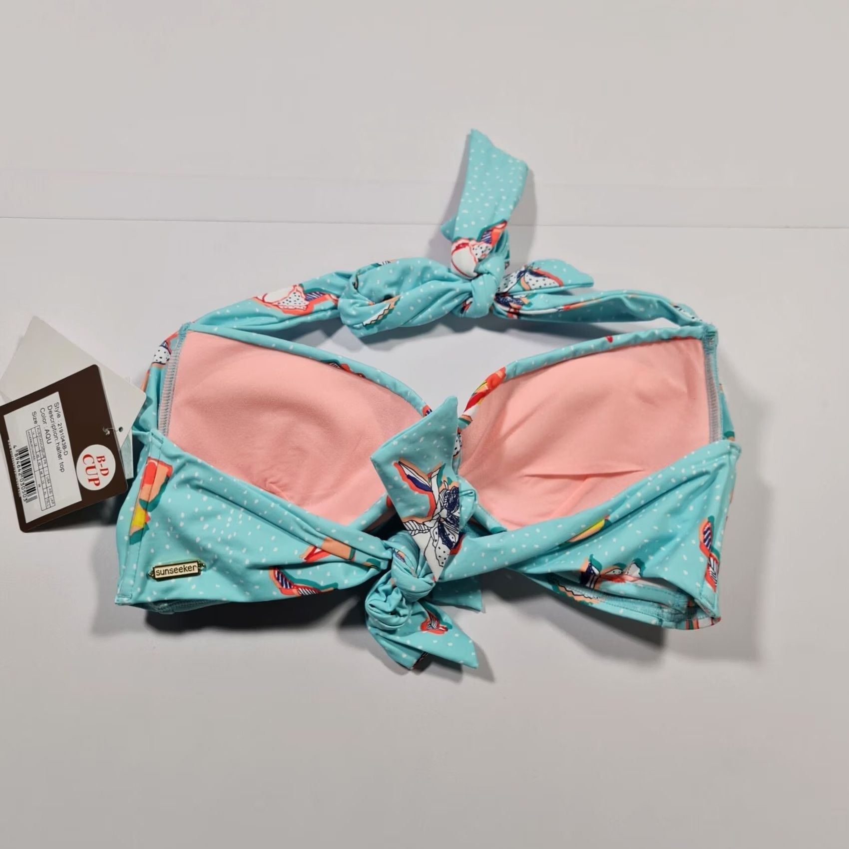 Vintage Sunseeker Womens Bikini Top Blue 12 UK Floral Padded Halter Swimming Bra EU40 Beach VINTAGE? Size XL / US 12-14 / IT 48-50 - 5 Thumbnail