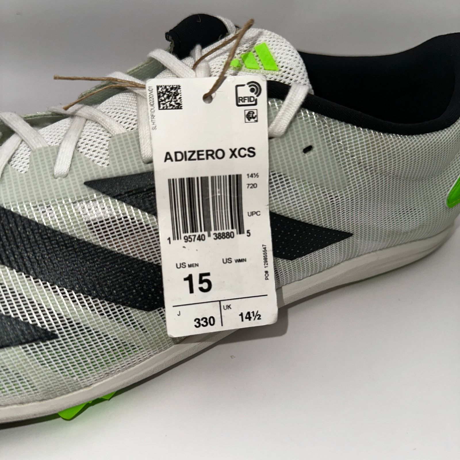 Adidas Adidas Adizero XCS Mens 15 Running Cleats White Solar Green Size US 15 / EU 48 - 10 Thumbnail