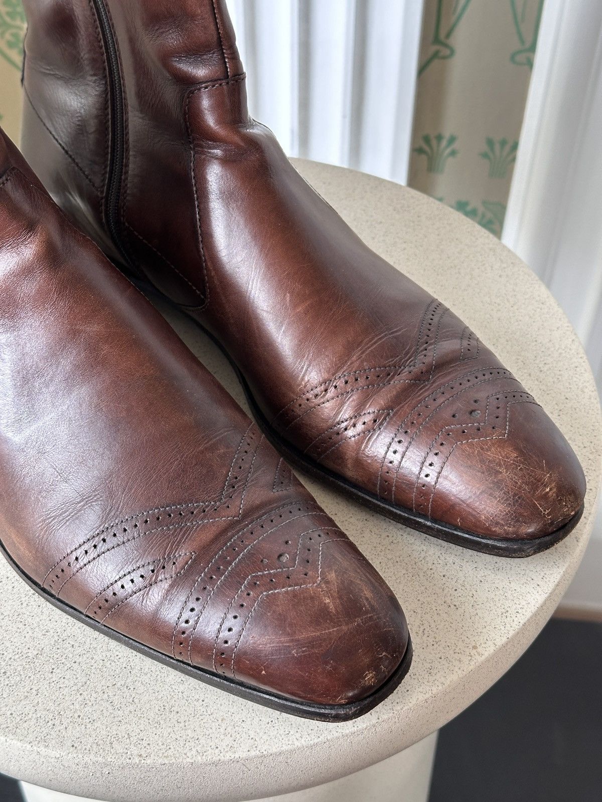 Prada PRADA Zip Brown Leather Perforation Boots Size: 8,5 / 42,5 Size US 8.5 / EU 41-42 - 6 Thumbnail