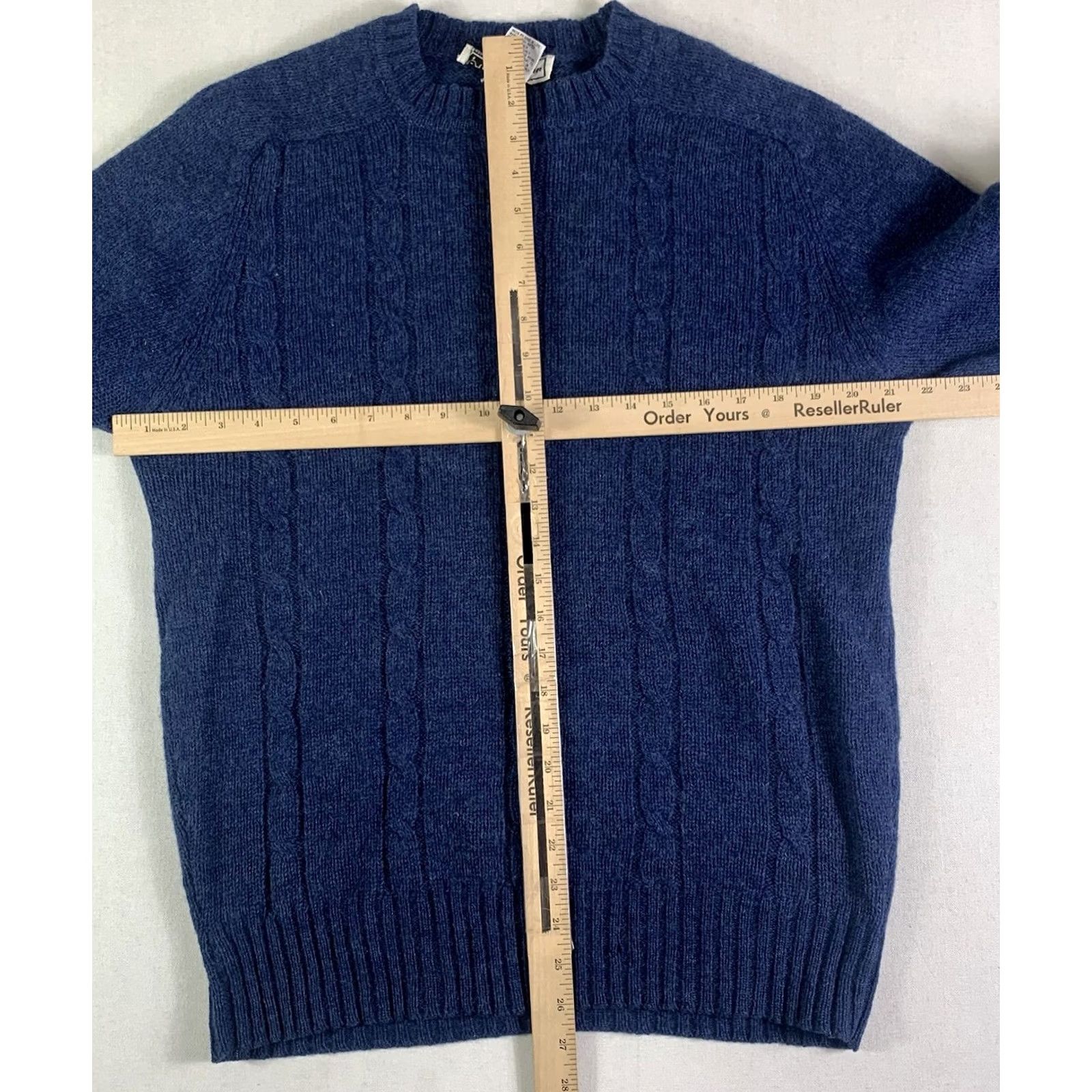 Vintage Andrew St. John Sweater Crewneck Pullover Knit Navy Blue 100% Wool Men's Large Regular Knit Style Fisherman 2 Holes Size US L / EU 52-54 / 3 - 3 Thumbnail