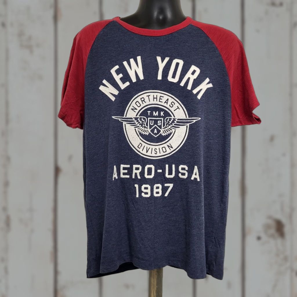 Vintage VINTAGE Aeropostale Shirt Mens XL Tall Gray Short Sleeve Crew Neck "New York Areo-USA 1987" 90s Graphic Print Mens Size US XL / EU 56 / 4 - 1 Thumbnail