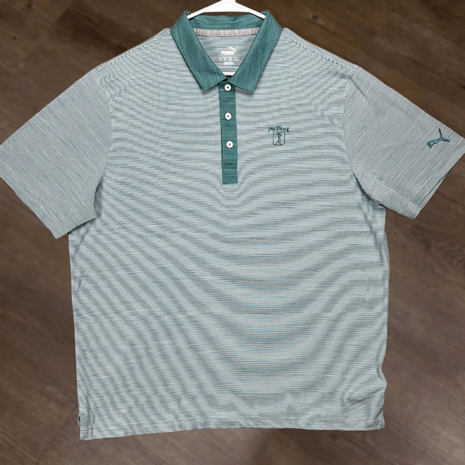 Puma Puma Golf Polo Shirt Adult XL Aqua White Striped Rugby Mens Size US XL / EU 56 / 4 - 1 Thumbnail
