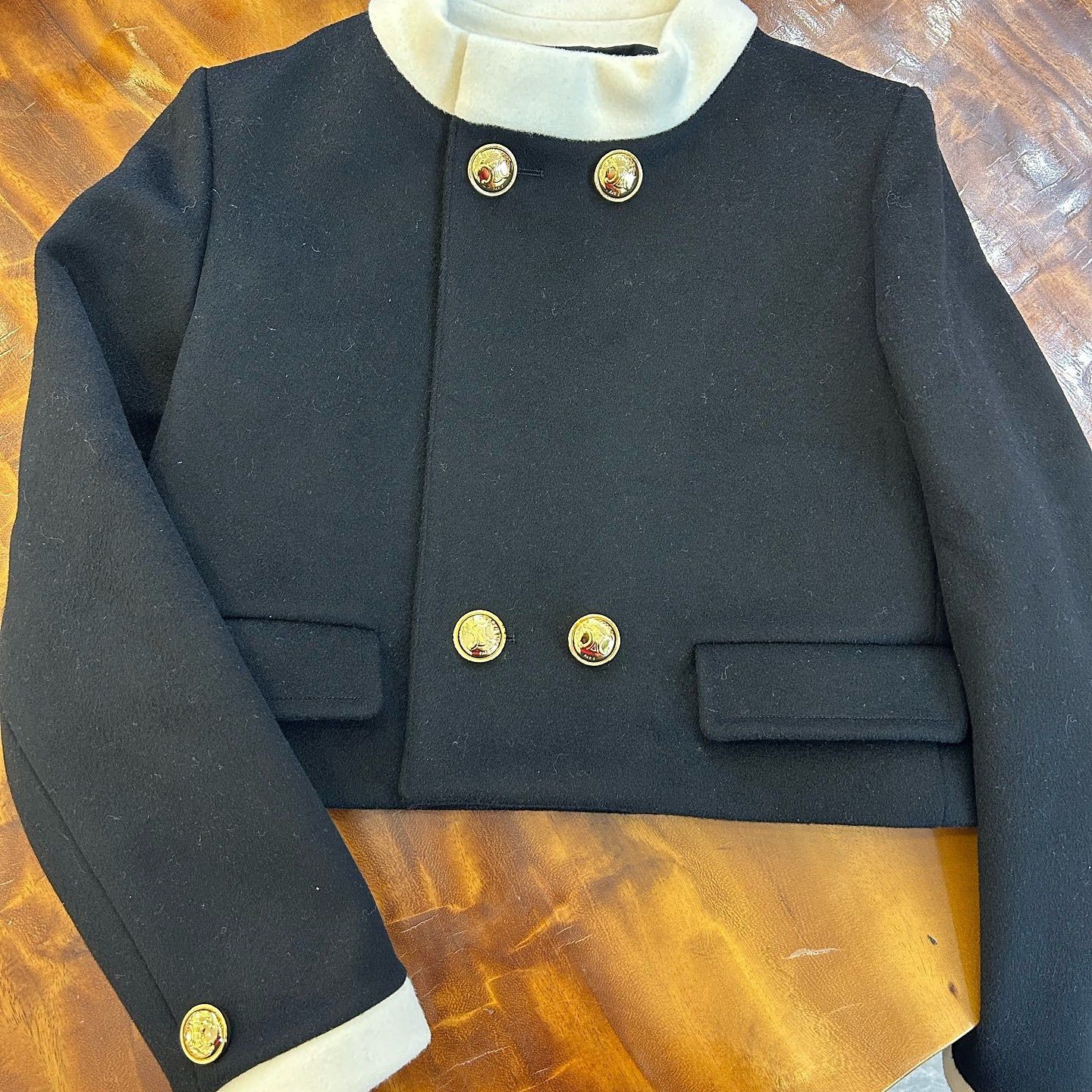 Celine Celine Contrast Collar Double Breasted Jacket Size 38 Size S / US 4 / IT 40 - 1 Thumbnail