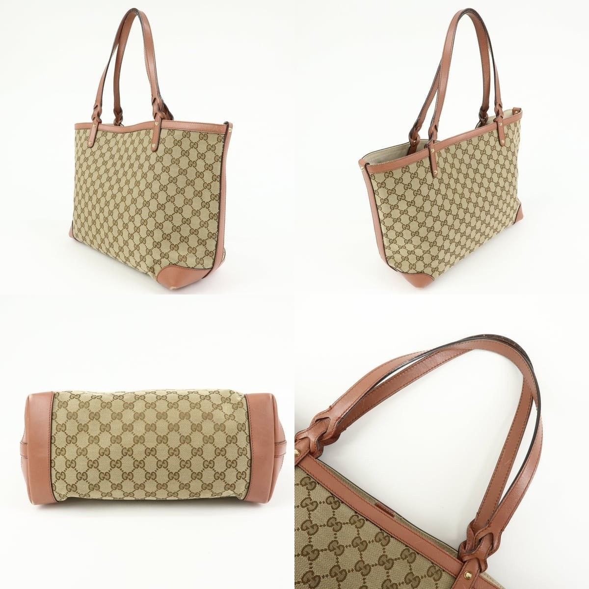 Gucci Gucci GG Canvas & Leather Tote Tan Size ONE SIZE - 3 Thumbnail