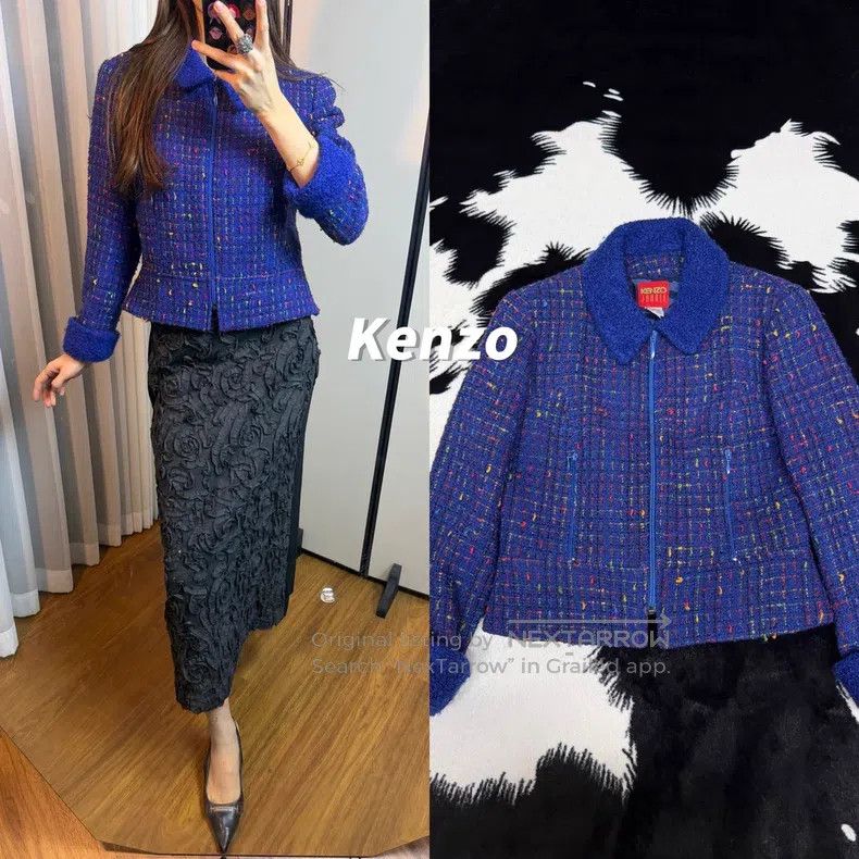 Kenzo Kenzo Lavender Purple Tweed, Tailored Wool Coat Size XS / US 0-2 / IT 36-38 - 1 Thumbnail
