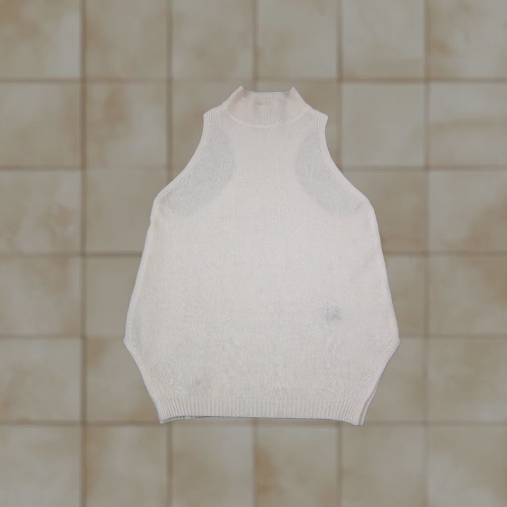 Vintage 360 Cashmere Sweater Womens Large Creme Logan Sleeveless Racerback Mock Neck Size L / US 10 / IT 46 - 1 Thumbnail