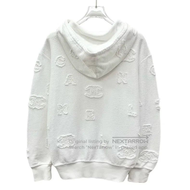 Chanel Chanel White logo embroidered cotton hooded drawstring lon Size XS / US 0-2 / IT 36-38 - 2 Thumbnail