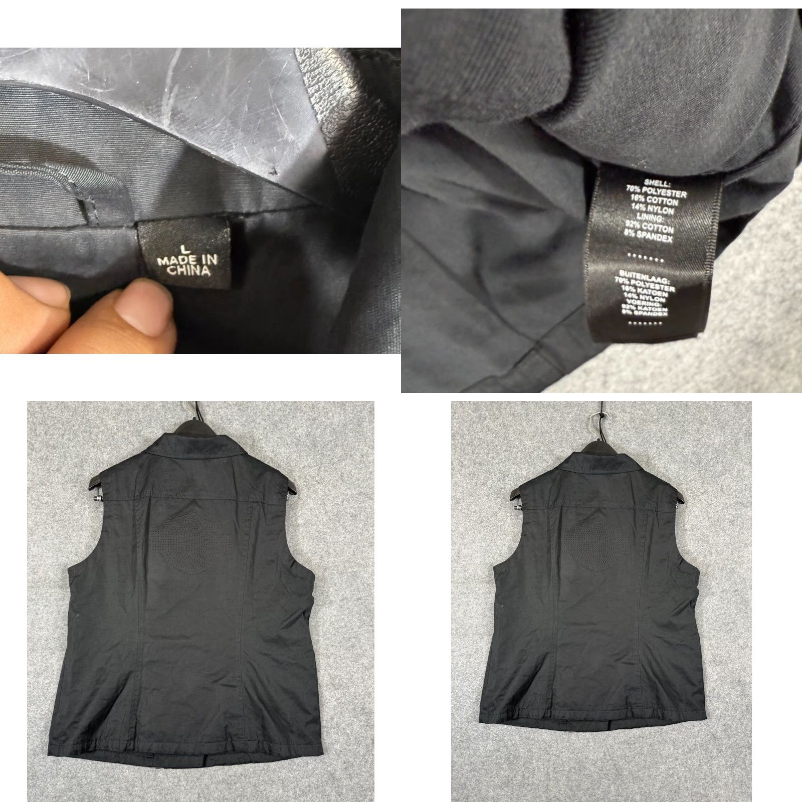 Harley Davidson VINTAGE Harley-Davidson Motorcycle Vest Womens L Black Side Full Zip Lined American Size L / US 10 / IT 46 - 8 Thumbnail