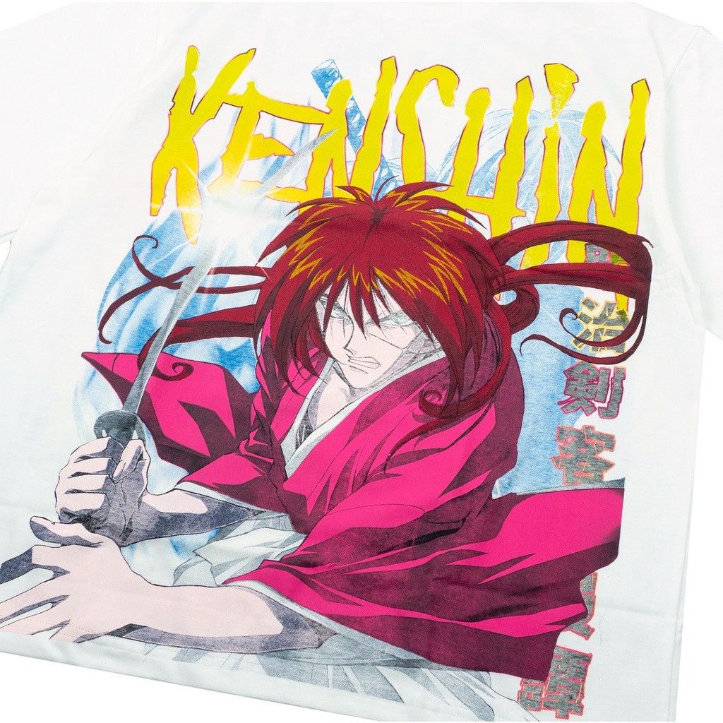 image of Samurai X Kenshin X Anime Tees X Fan Bbbootleg X Manga in White, Men's (Size Large)