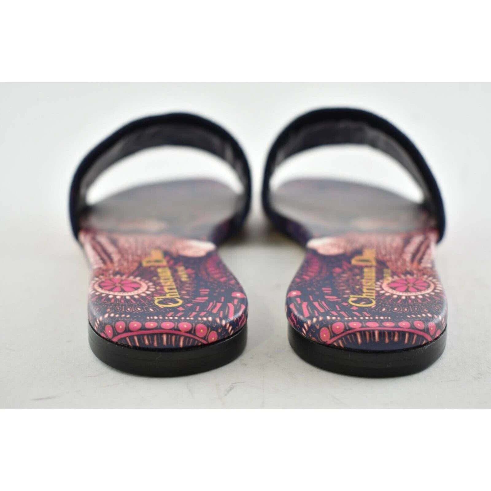 Dior Dway Animals Pink Blue White Logo Slide Mule Flat Sandal 36 Size US 6 / IT 36 - 11 Thumbnail