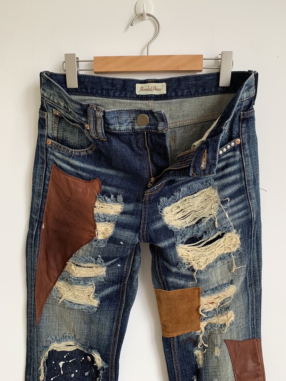 Japanese Brand Bonds & Peace Flared Bootcut Patchwork Distressed Size US 31 - 3 Thumbnail