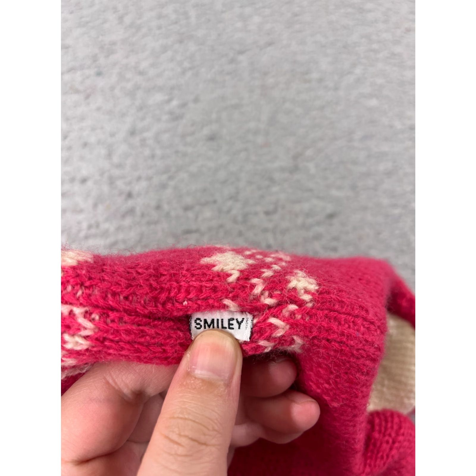 Pinko Smiley Beanie Adult One Size Pink Knit Wool Fair Isle Tassel Ear Flap Ski Hat/Cap Mens Womens Size ONE SIZE - 5 Thumbnail