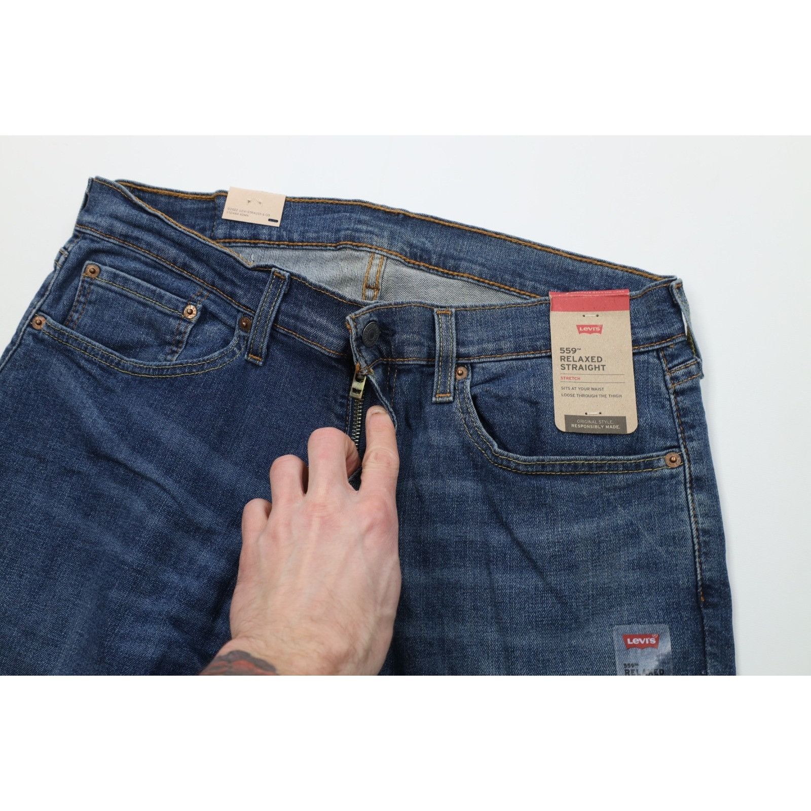 Levi's New Levis 559 Stretch Relaxed Straight Leg Denim Jeans Size US 33 - 7 Thumbnail