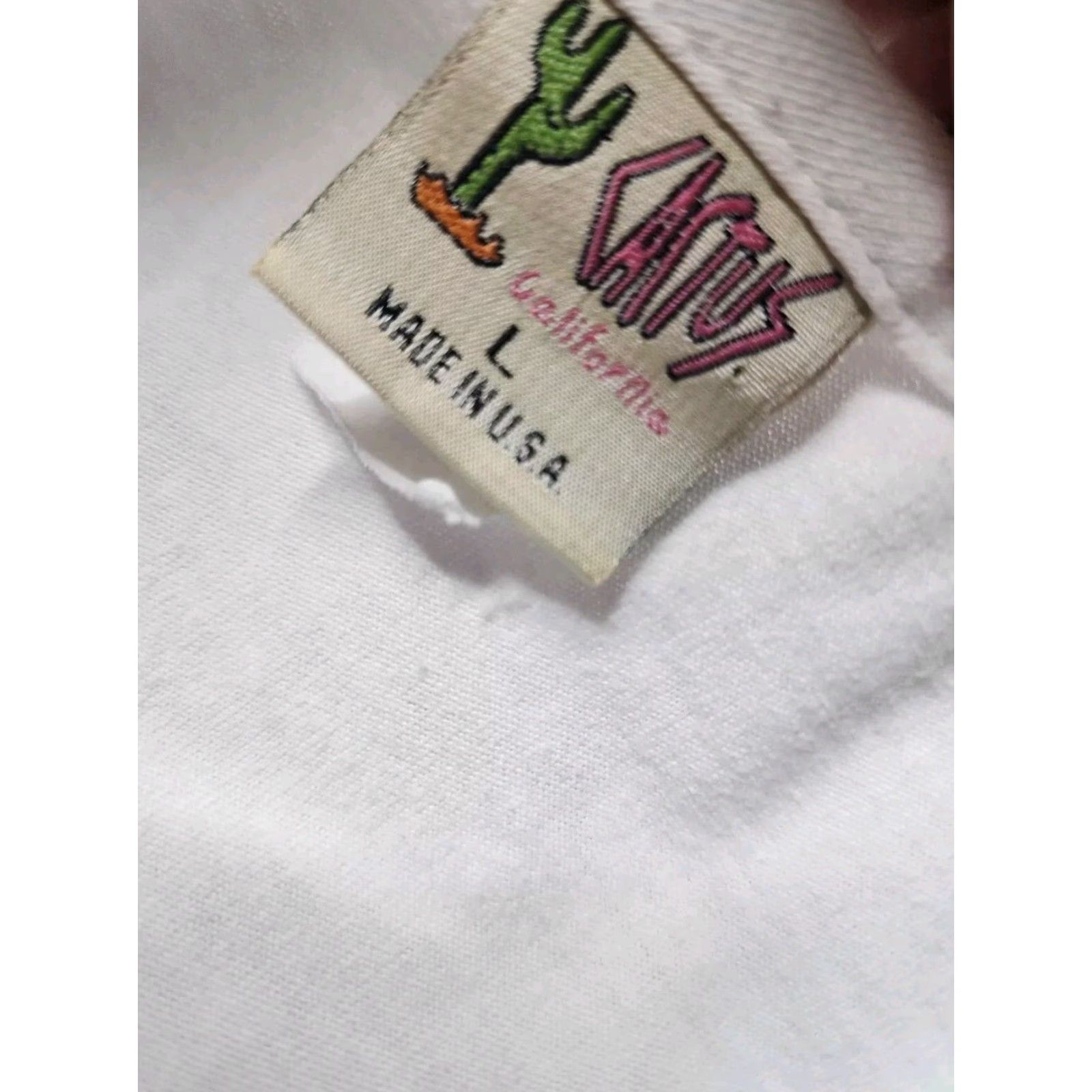 Denime VINTAGE Cactus USA Western T-Shirt Denim Leaves Embellished 1980s White Cotton Blend L Women’s Size L / US 10 / IT 46 - 4 Thumbnail