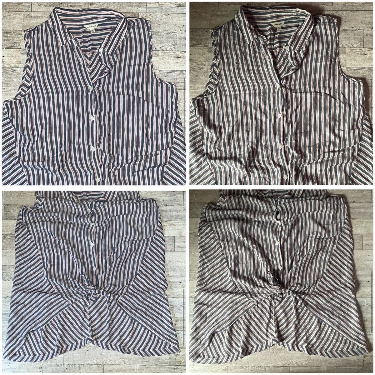 Vintage Retro, Asymmetrical, Striped, Button Down, Sleeveless Tunic Size L / US 10 / IT 46 - 8 Thumbnail