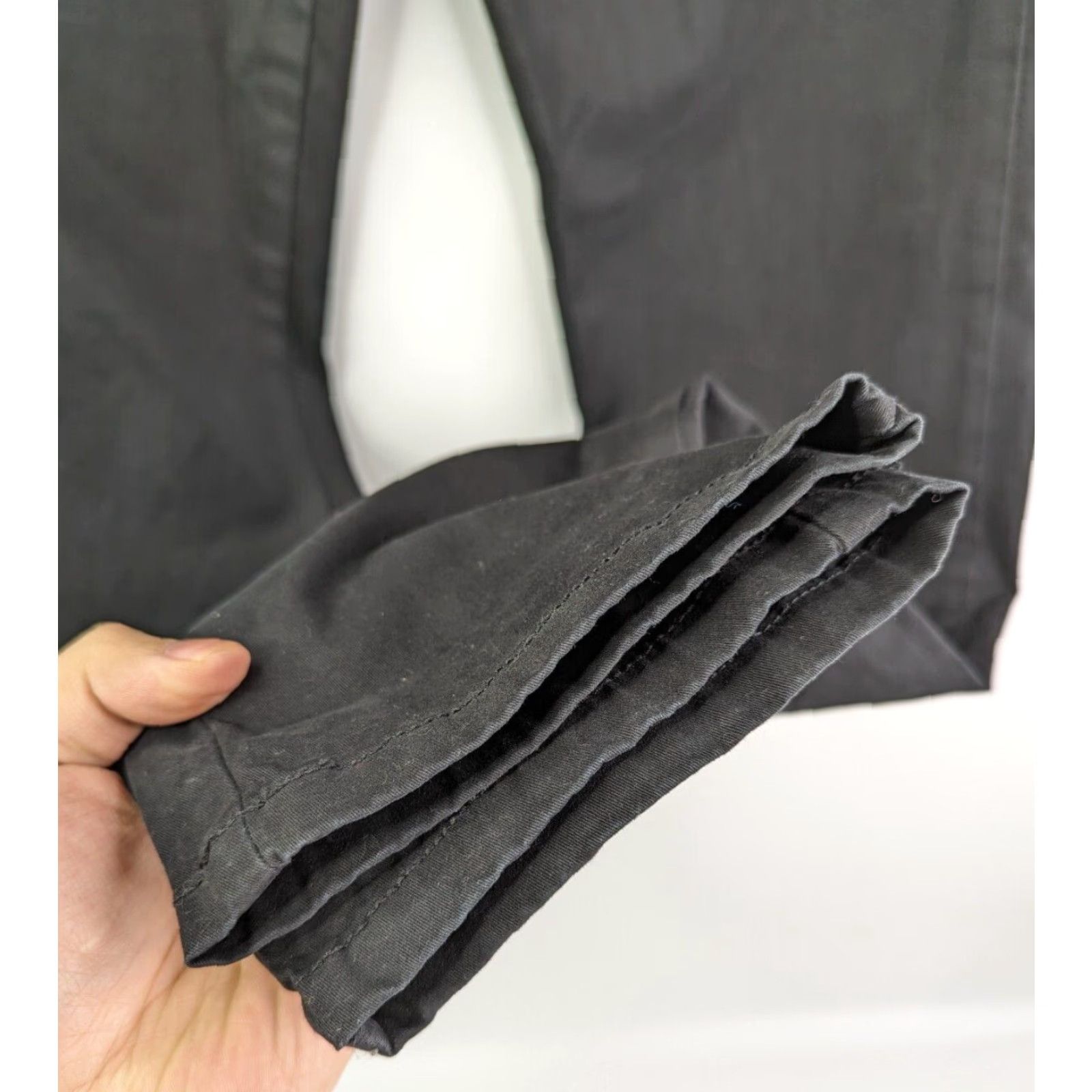Vintage Across The Pond Signature Line Pants Mens Regular 30x32 Chino Black 5-Pocket Design Casual Cotton Spandex Straight Belted Flat Front Size US 30 / EU 46 - 5 Thumbnail