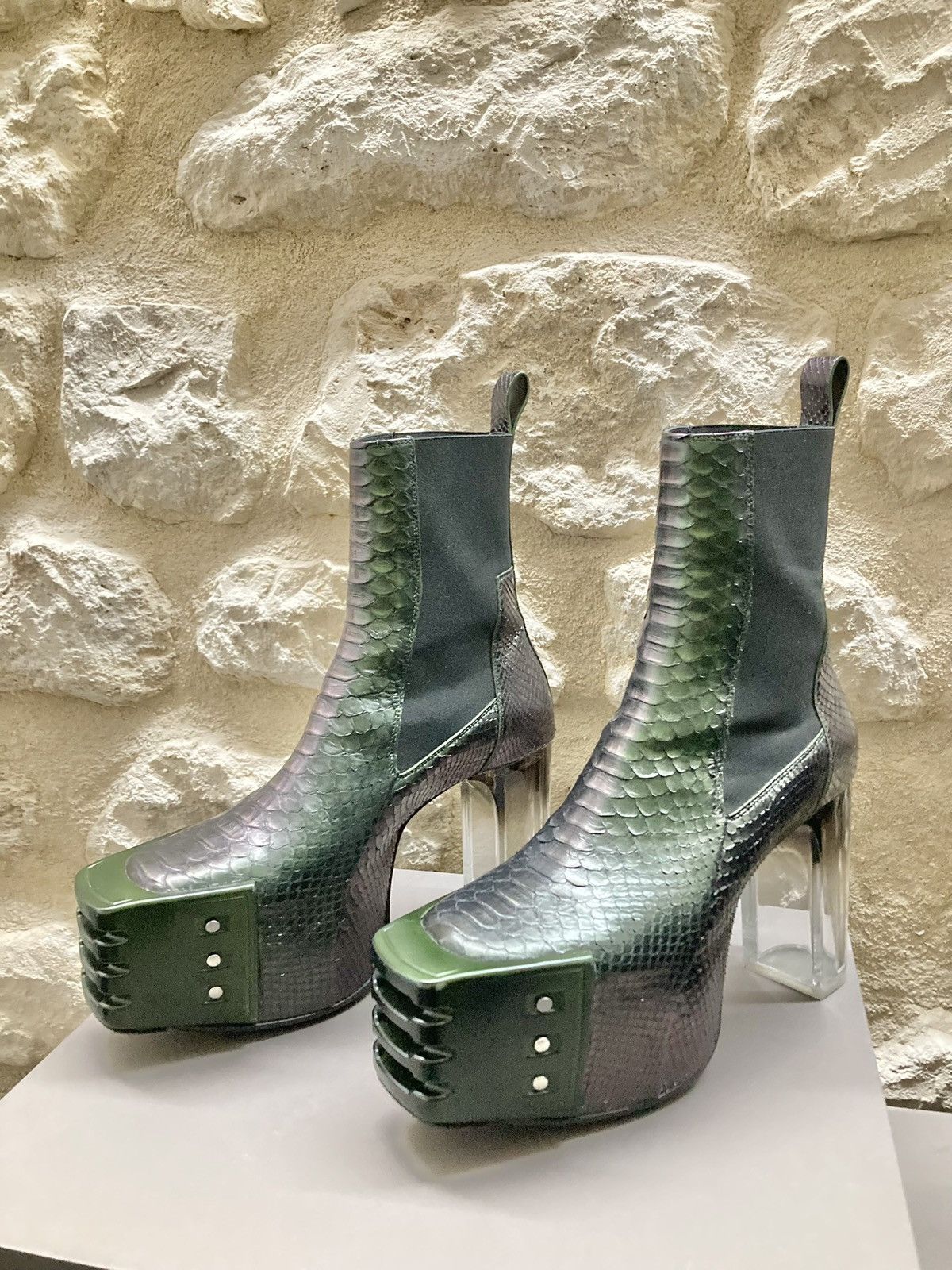 Rick Owens RICK OWENS Iridescent Python Platform Kiss Heels Size US 10 / EU 43 - 1 Thumbnail