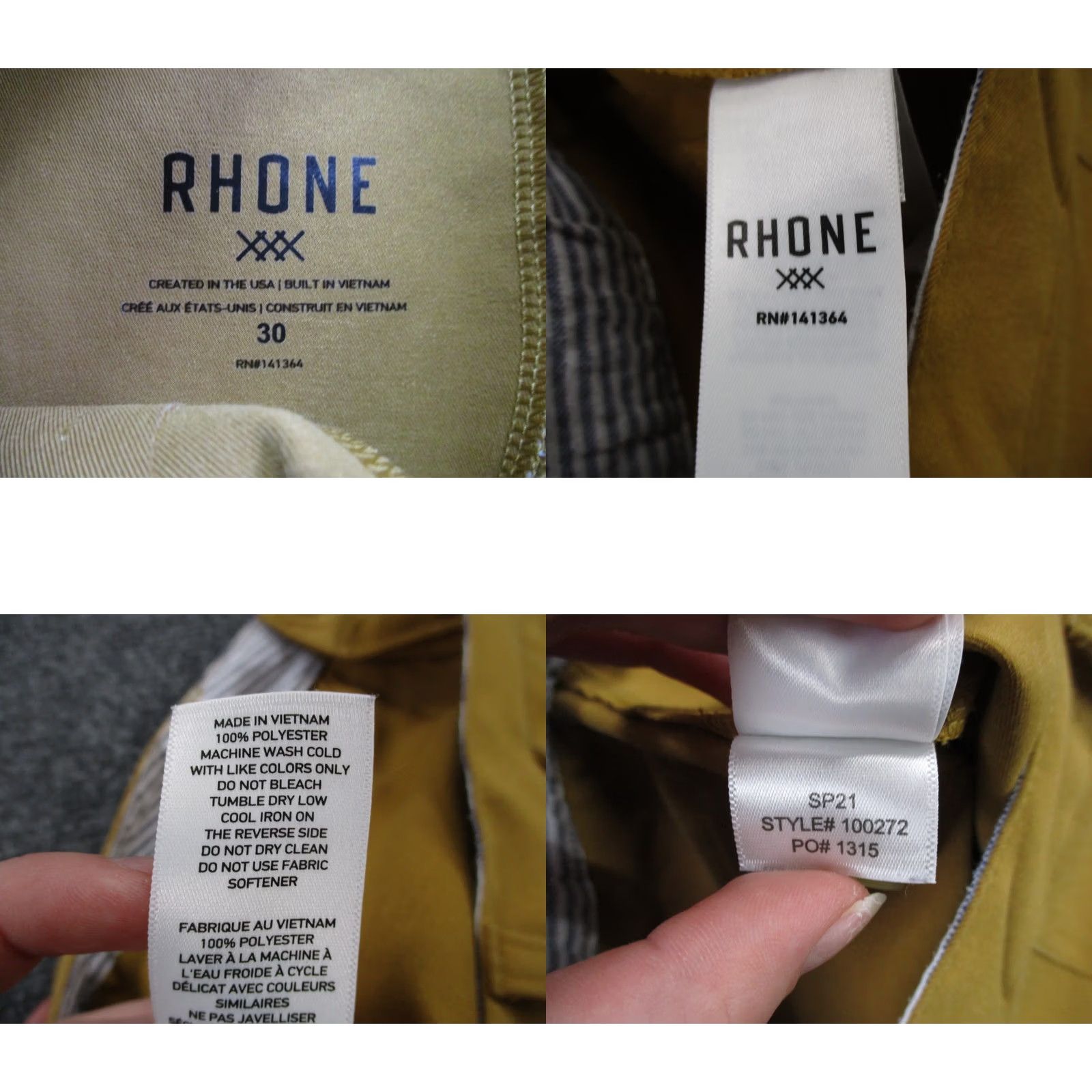 Rhone Rhone Pants Mens 30 Yellow Chino Performance Casual Preppy Business Dress Flat Front Straight Leg Knits Polyester Shirt/ Pants Men XS-XXL? Size US 30 / EU 46 - 8 Thumbnail