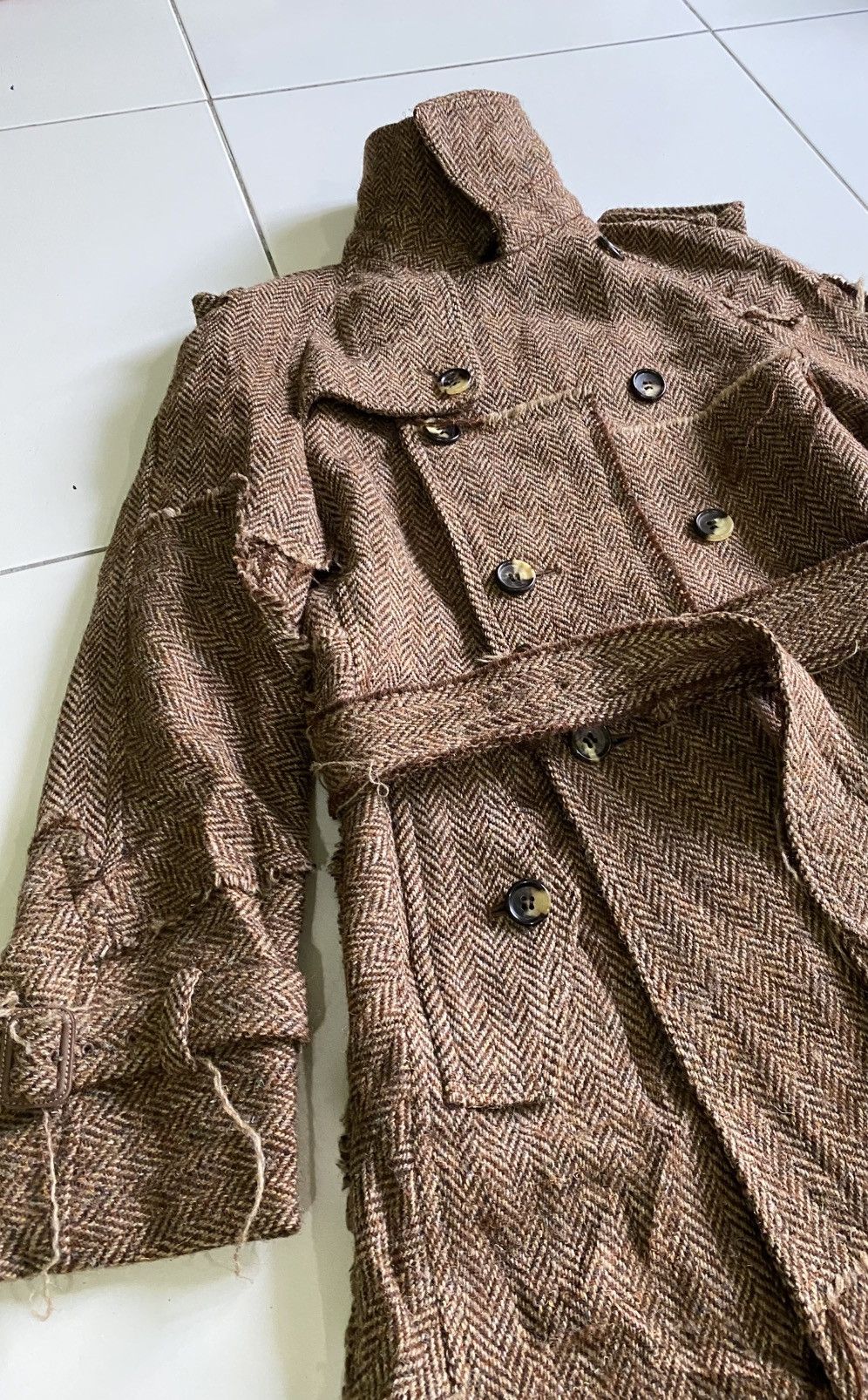 Comme des Garcons Vintage 2004 WNC001 Wool patchwork Trench Coat Size US M / EU 48-50 / 2 - 6 Thumbnail