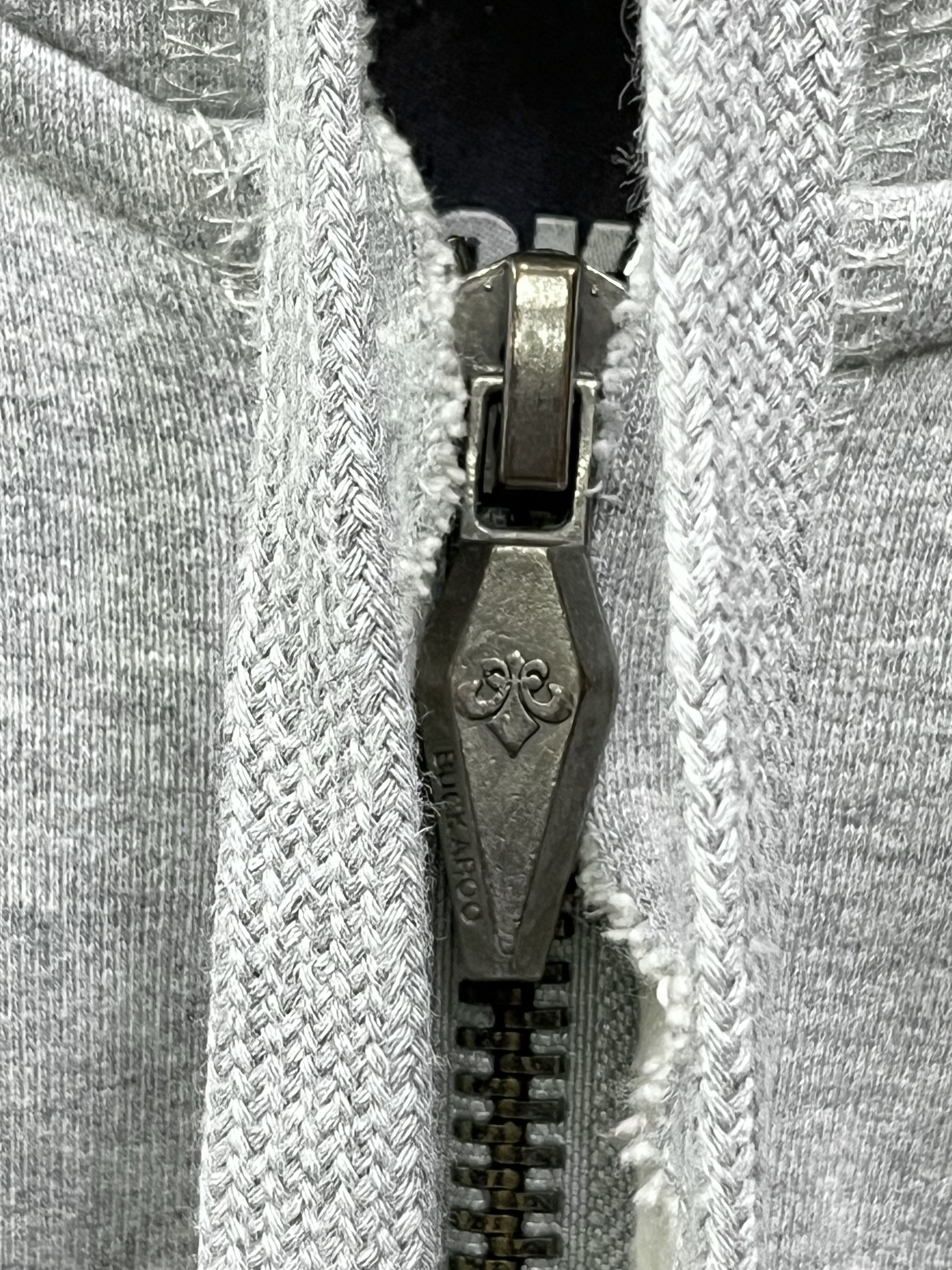 BUCKAROO RARE💀Buckaroo Punk Skull Embroidery Raw Hem Zip Hoodie Grey Size US M / EU 48-50 / 2 - 14 Thumbnail