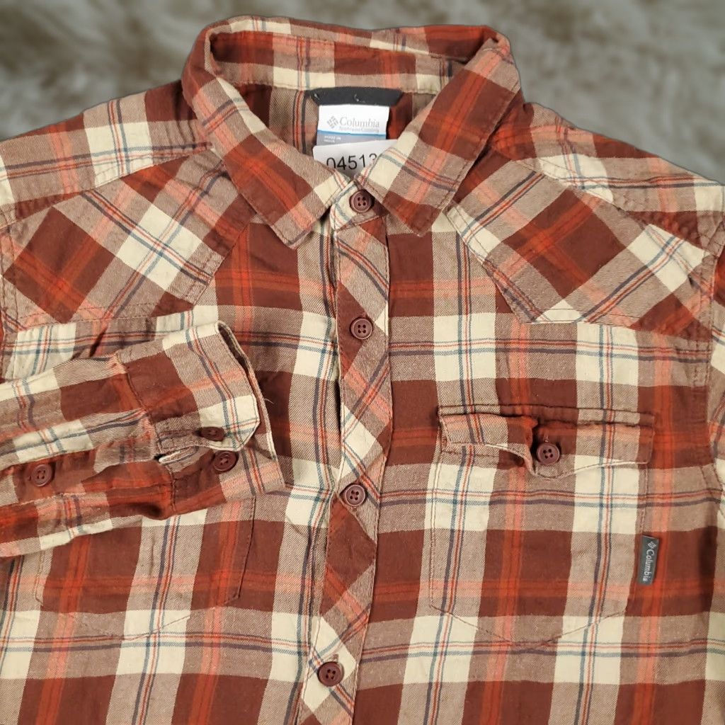 Vintage Columbia Shirt Mens Medium Brown/Orange Plaid Button-Up Long Sleeve Size US M / EU 48-50 / 2 - 1 Thumbnail