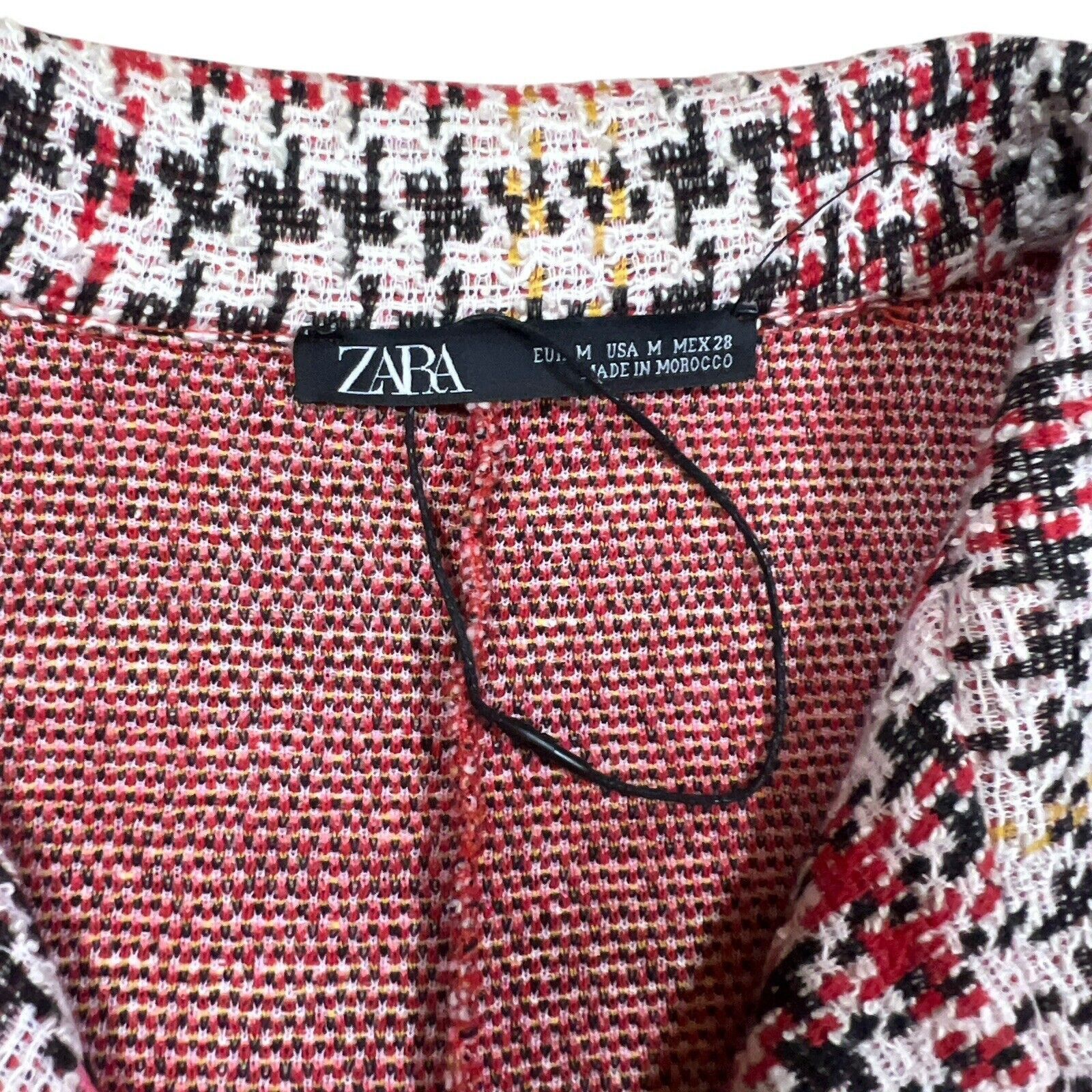 Zara Zara Red Plaid Jacquard Short Sleeve Dress Pockets Size M Size M / US 6-8 / IT 42-44 - 2 Thumbnail