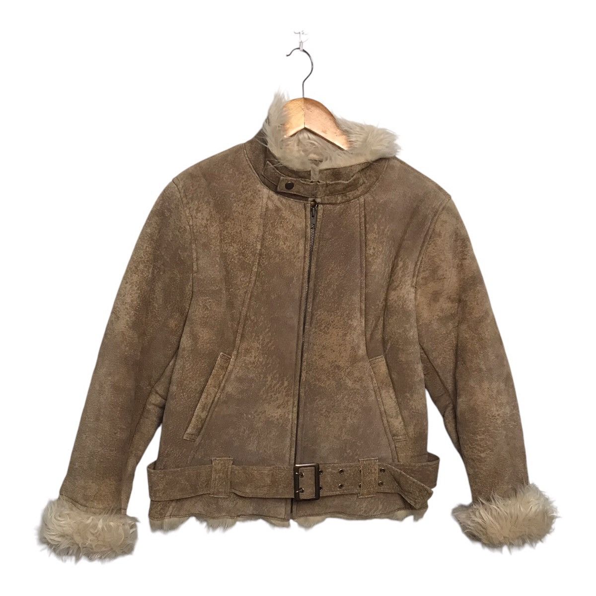 Japanese Brand 🌎 Blue Planet Leather Lined Fur Brown Jacket Size US S / EU 44-46 / 1 - 2 Thumbnail