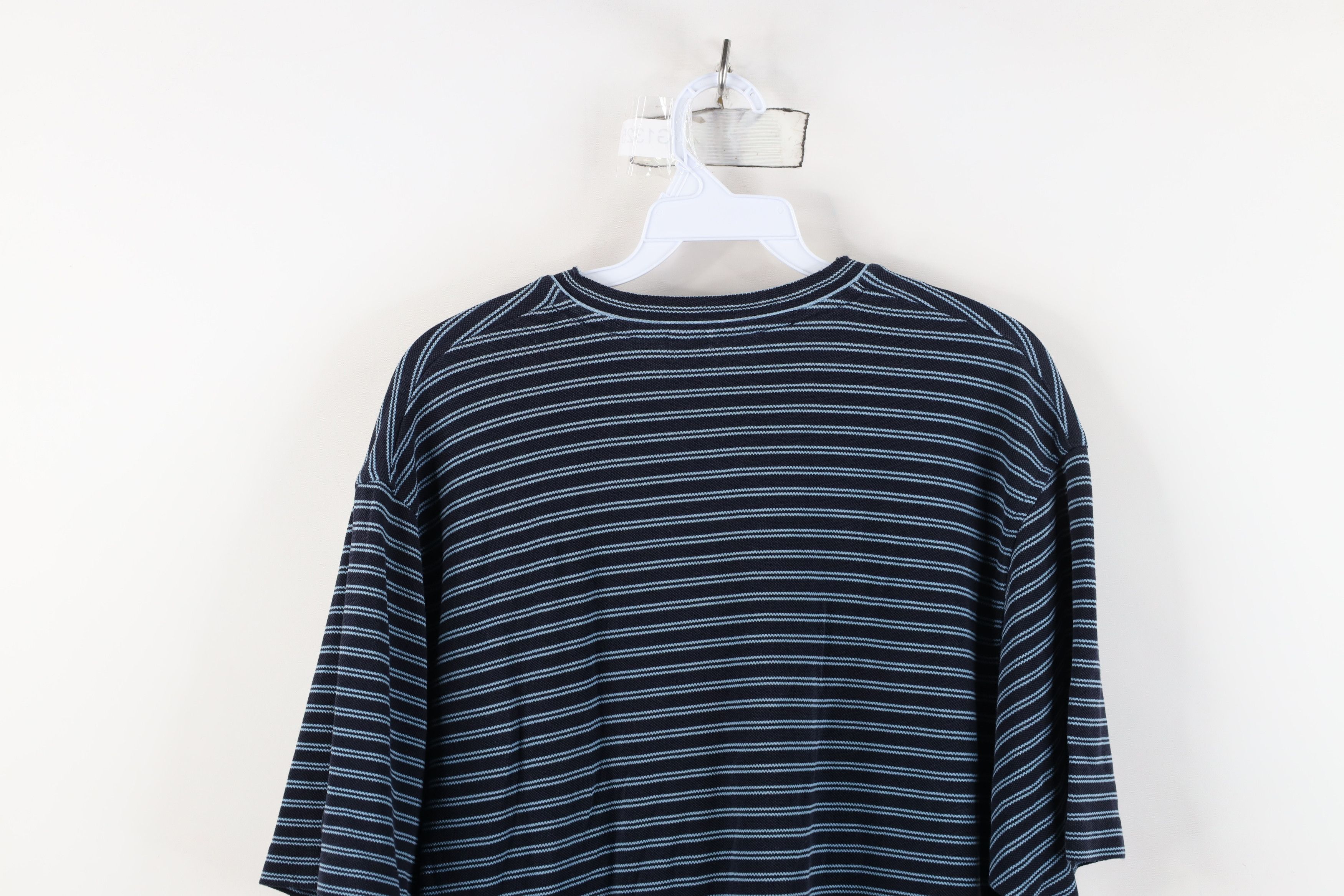 DKNY Vintage 90s Y2K DKNY Striped Thermal Knit V-Neck T-Shirt Size US L / EU 52-54 / 3 - 13 Thumbnail