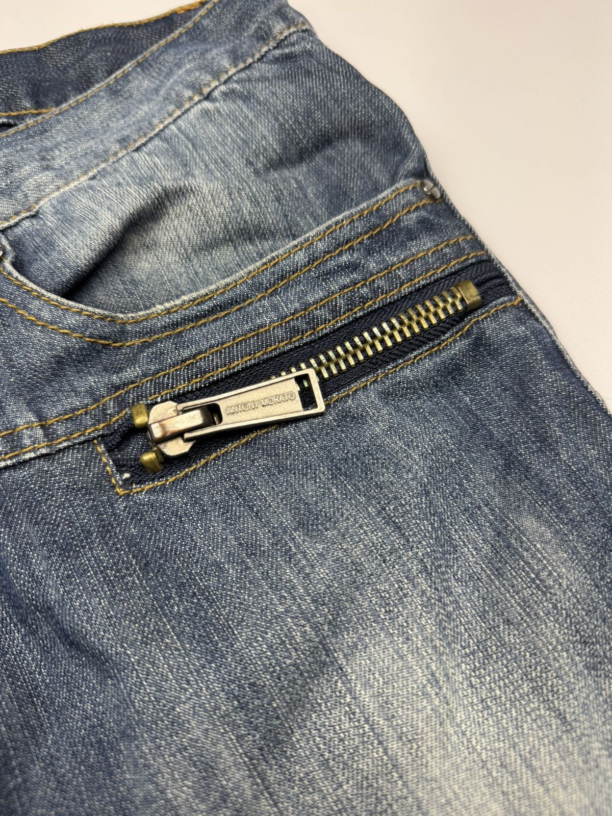 If Six Was Nine Vintage Antony Morato Zip Faded Jeans Size US 32 / EU 48 - 5 Thumbnail