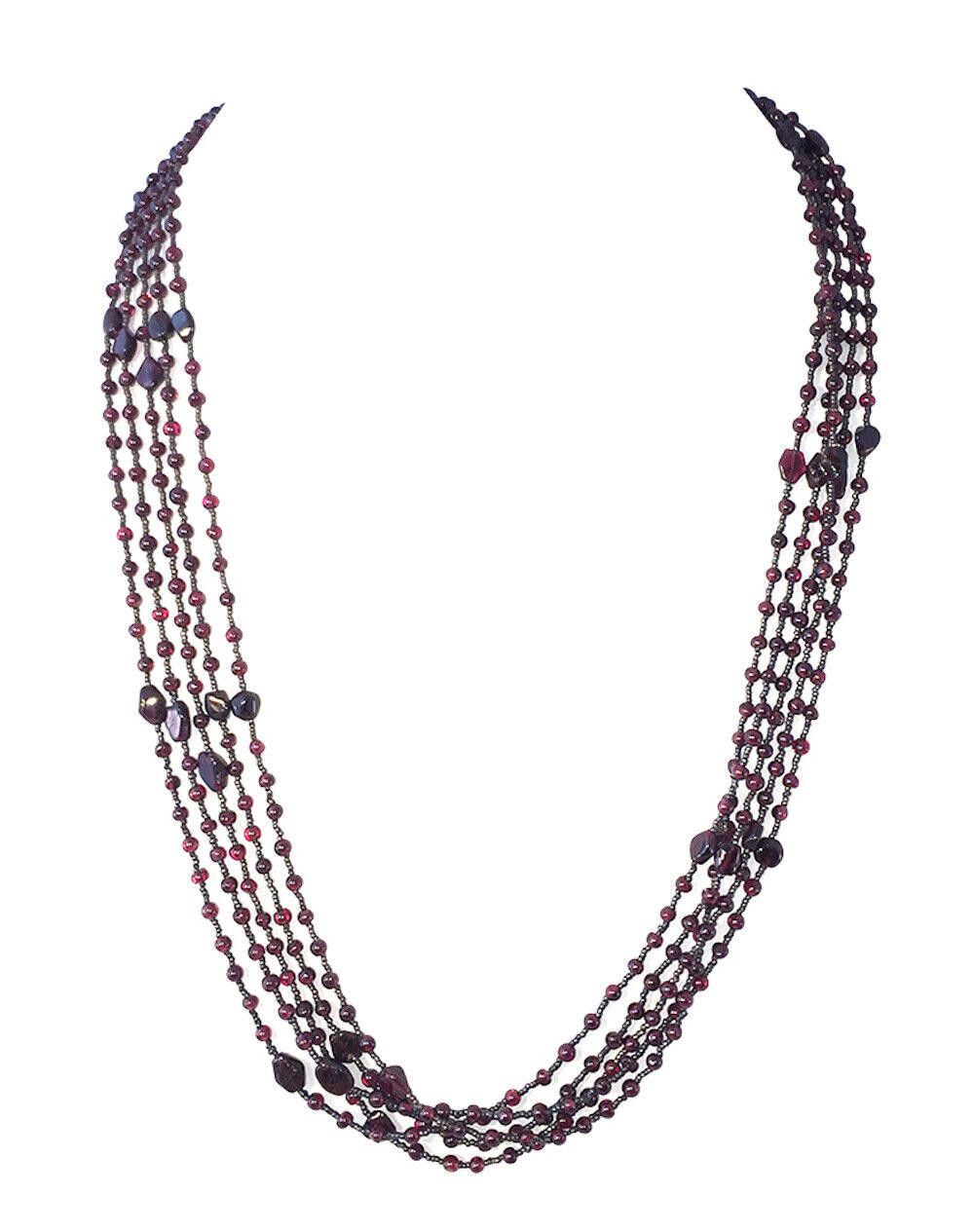 Designer Red Garnet and Sterling Silver Bead Multi Strand Necklace Size ONE SIZE - 1 Thumbnail