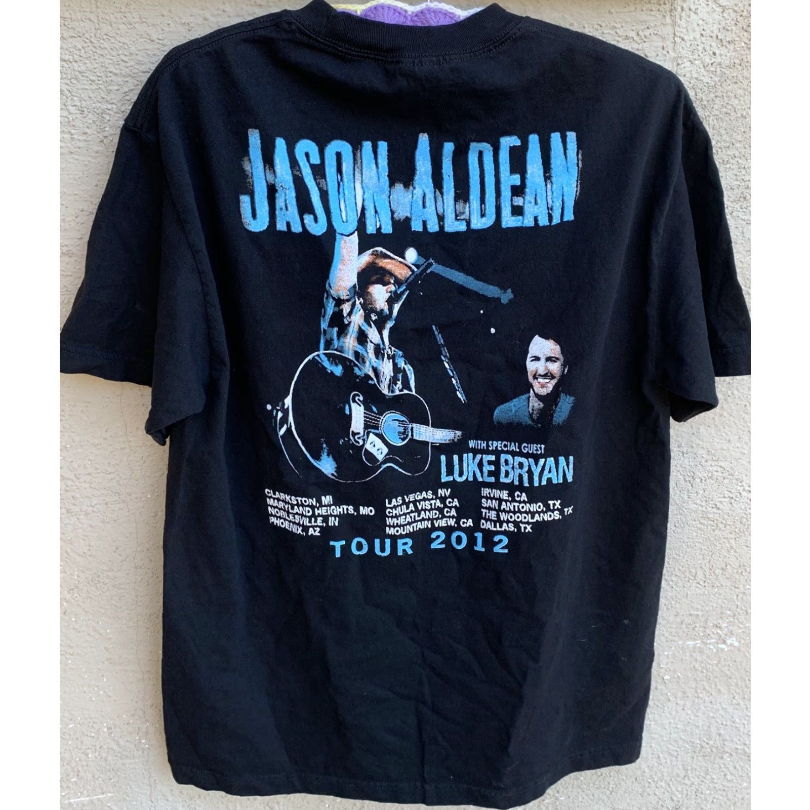 Vintage Jason Aldean 2012 With Special Guest Luke Bryan T-Shirt 2012 Tour Concert Tee L Black Men XS? Size US L / EU 52-54 / 3 - 5 Thumbnail