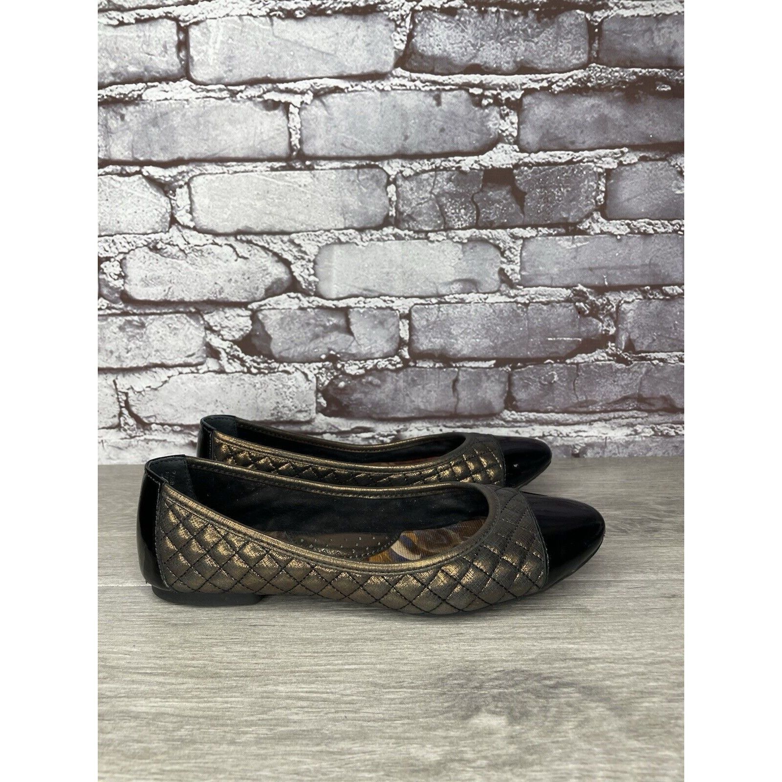Born BORN Riley Black Bronze Quilted Metallic Patent Leather Ball Size US 7 / IT 37 - 17 Thumbnail