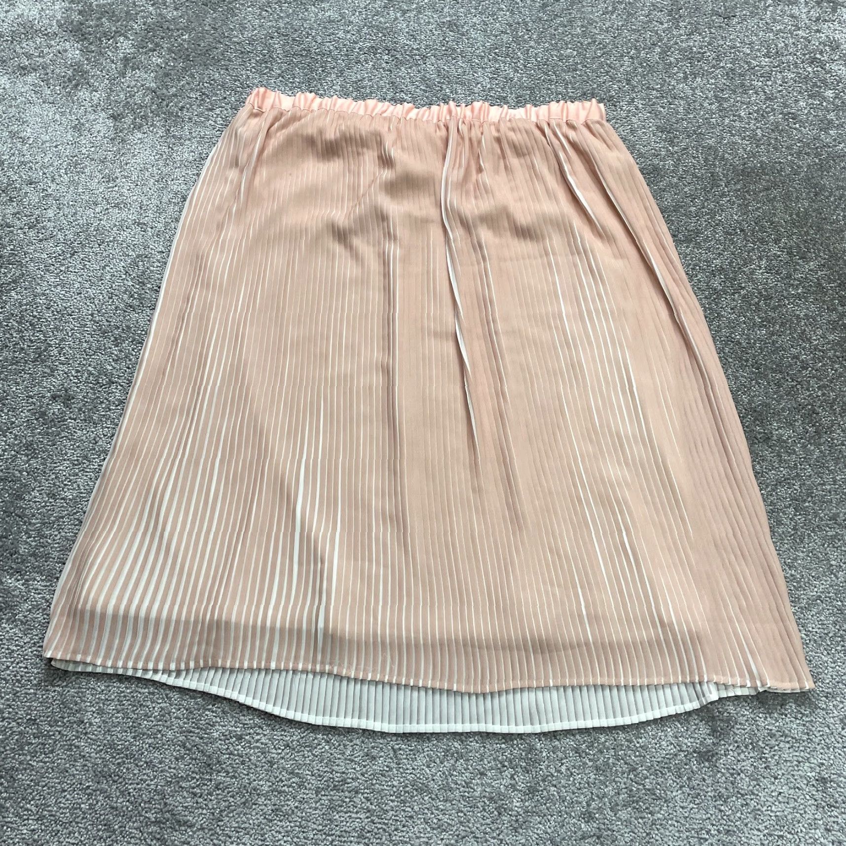 Vintage Adiva Skirt Womens XL Peach A-Line Midi Pleated Elastic Waist Polyester Ladies Size 40" / US 18 - 2 Thumbnail