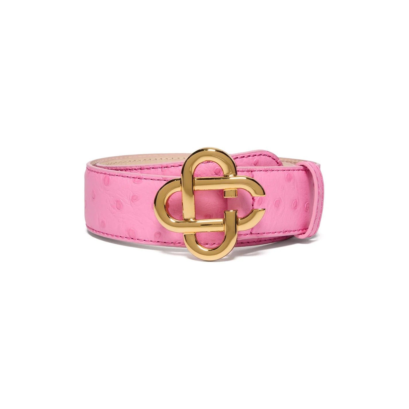 Casablanca Casablanca Logo Ostrich Effect Leather Belt Size 34 - 1 Thumbnail