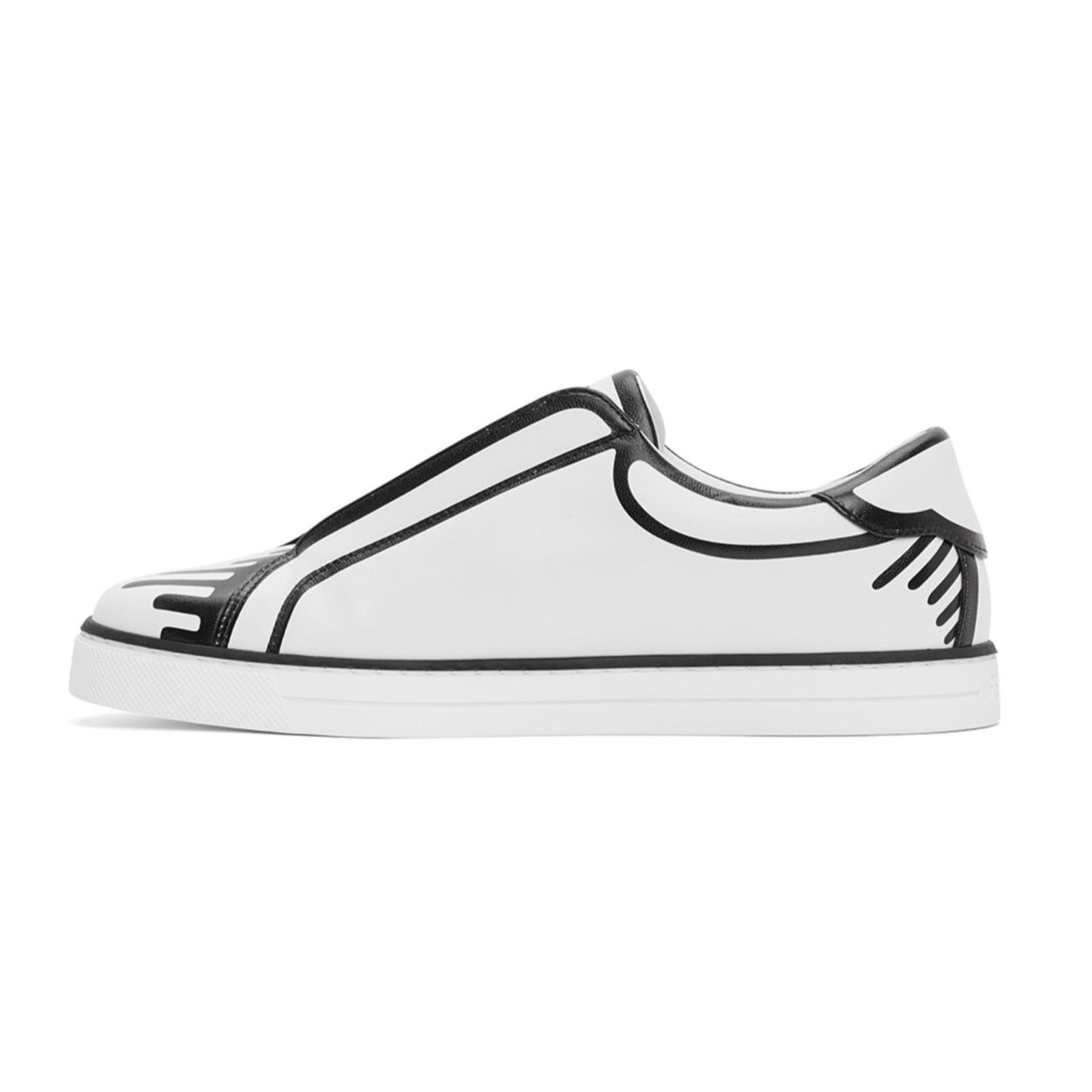 Fendi Fendi Joshua Vides Black White Leather Top Slip On Sneaker Size US 7 / IT 37 - 3 Thumbnail
