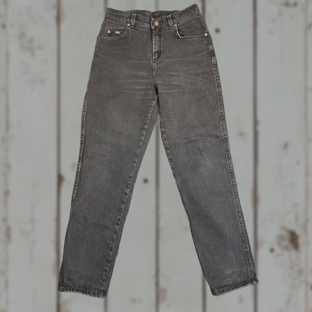 Lee VINTAGE Lee Original Jeans High Waisted Faded Black Size 10 30 x 31 Womens Jeans Retro Logo Hipster 90s Womens Lee Jeans Regular Rise Size 32" / US 10 / IT 46 - 1 Thumbnail