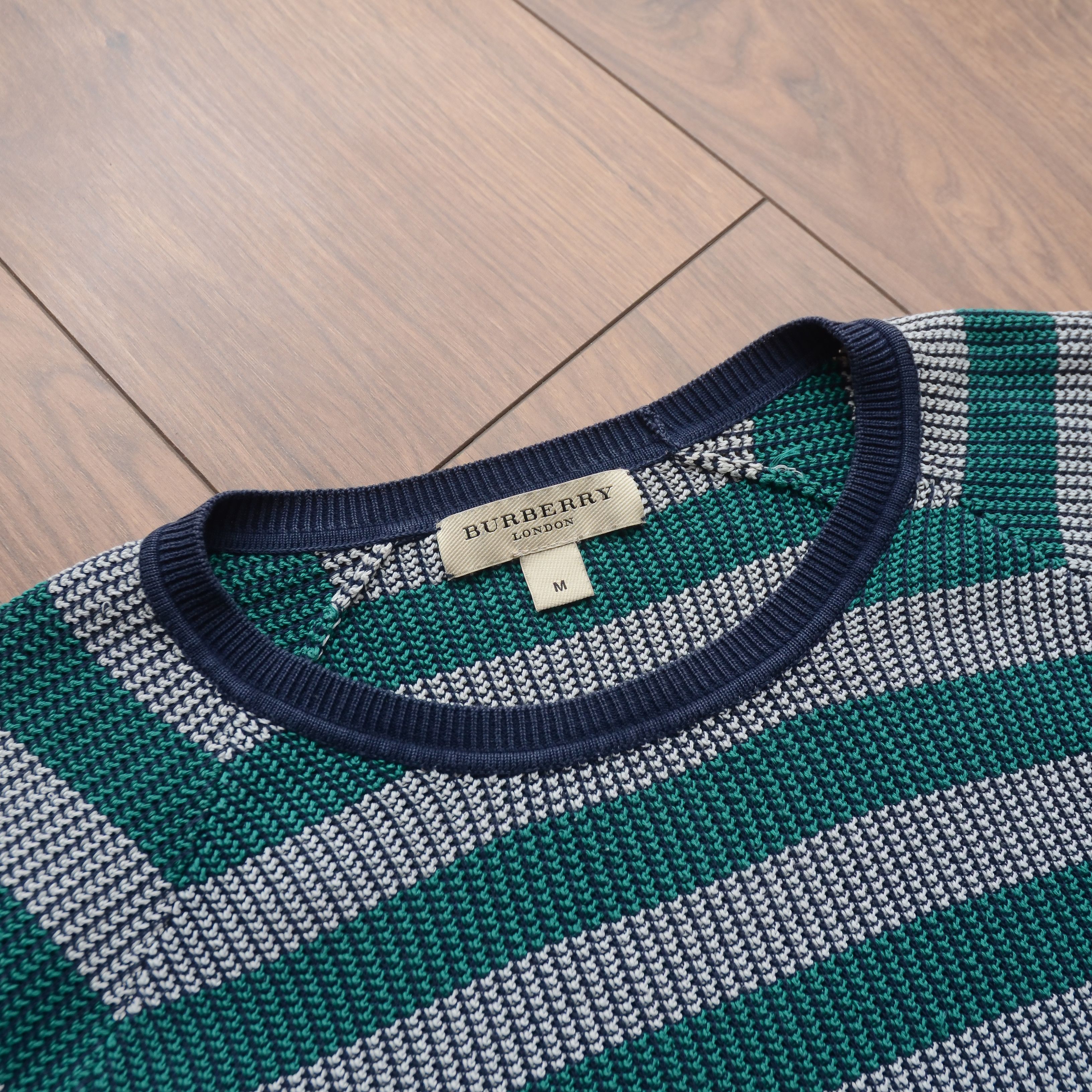 Burberry Burberry Striped Sweater Knit Green Gray Men's Crewneck Size US M / EU 48-50 / 2 - 12 Thumbnail