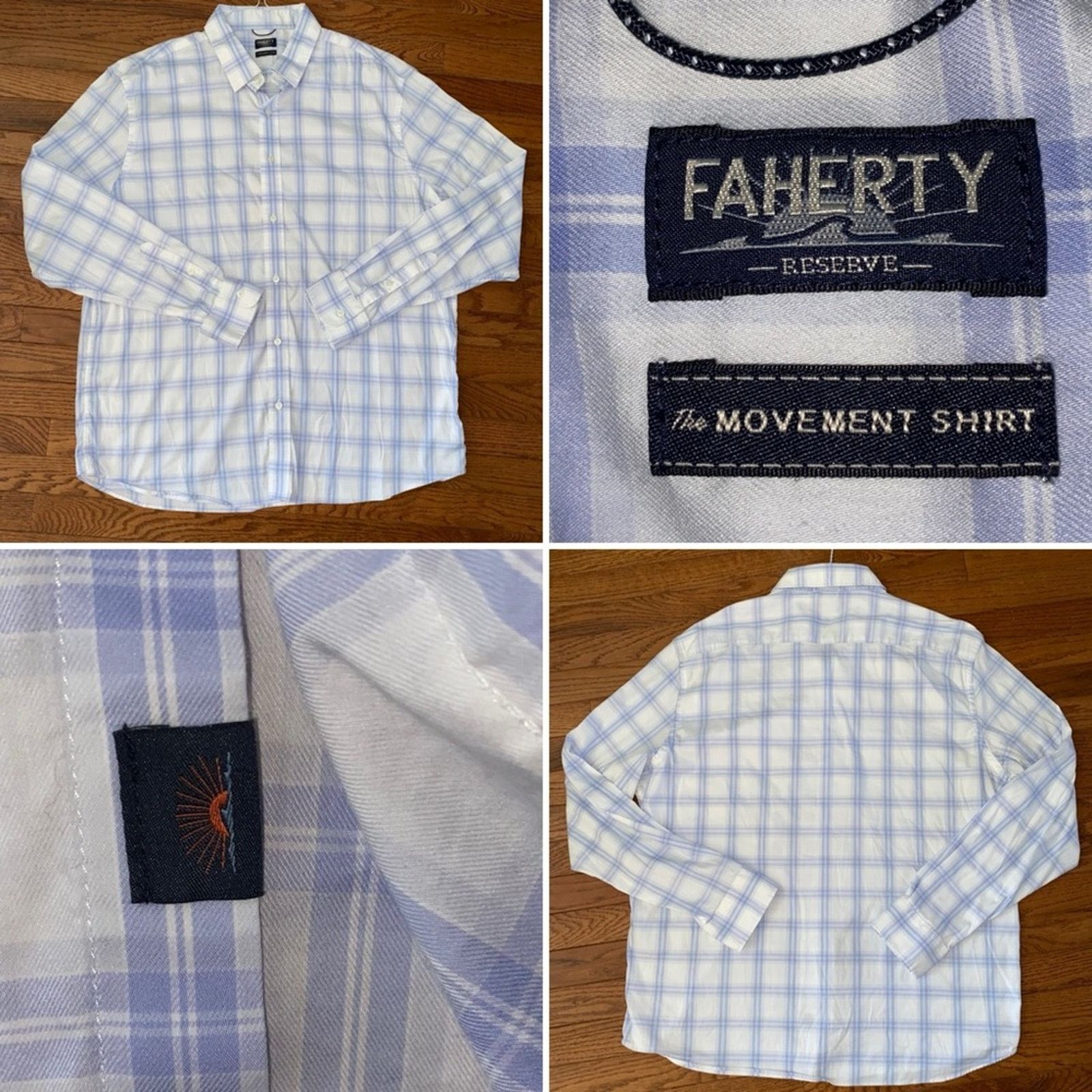 Faherty FAHERTY $158 Movement Shirt - Iris River Plaid. XXL EUC Size US XXL / EU 58 / 5 - 1 Thumbnail