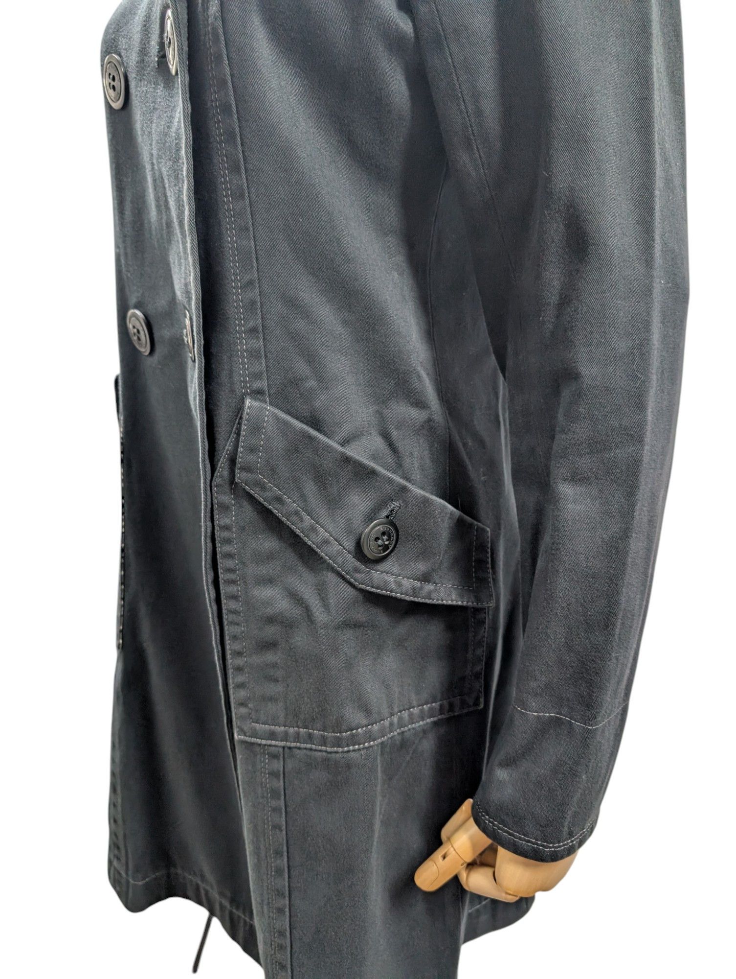 Burberry Black Cotton Mid-Length Jacket Size S / US 4 / IT 40 - 6 Thumbnail