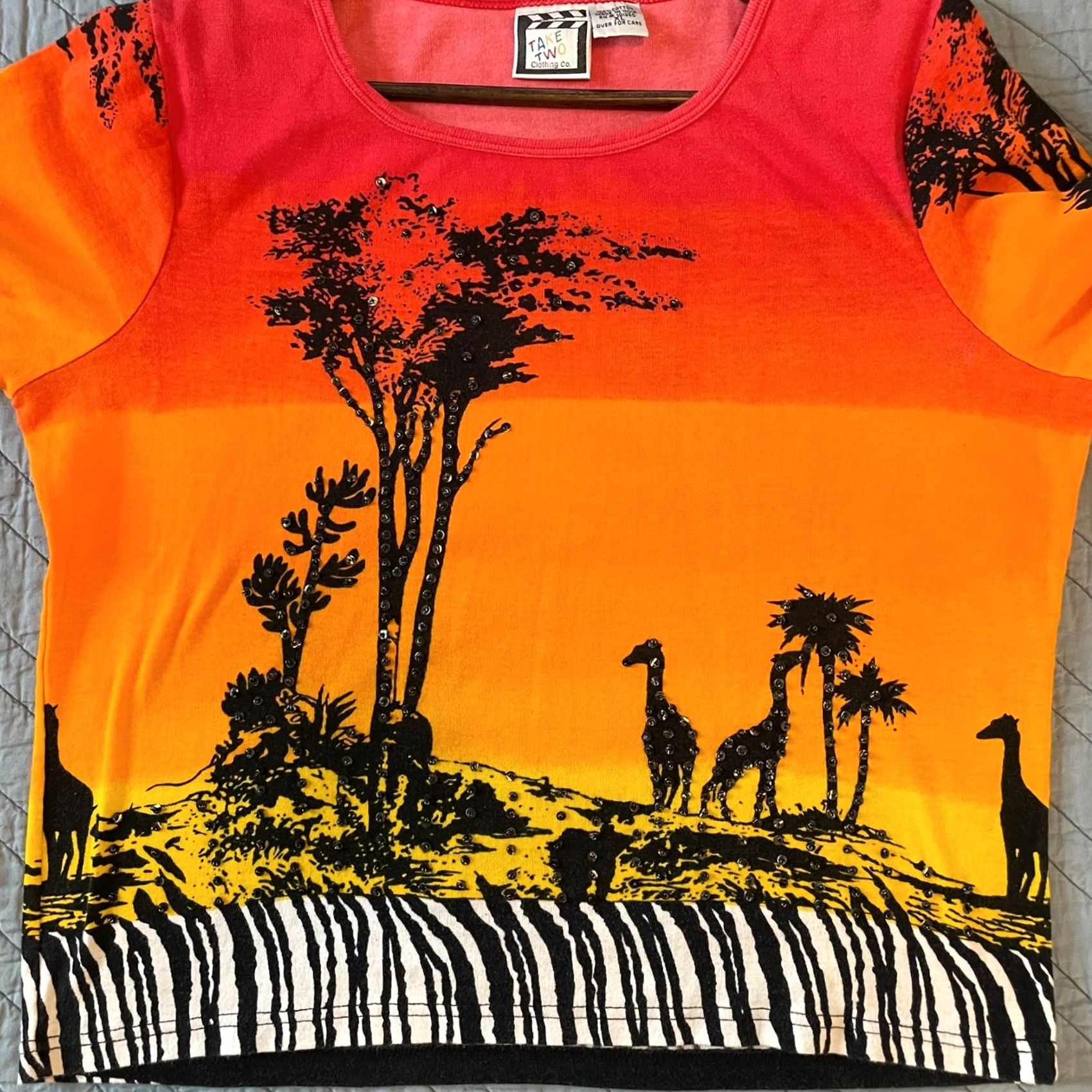 Vintage RARE Take-Two Vintage 90s African Safari Sunset Beaded Top XL Shirt Womens Size XL / US 12-14 / IT 48-50 - 6 Thumbnail