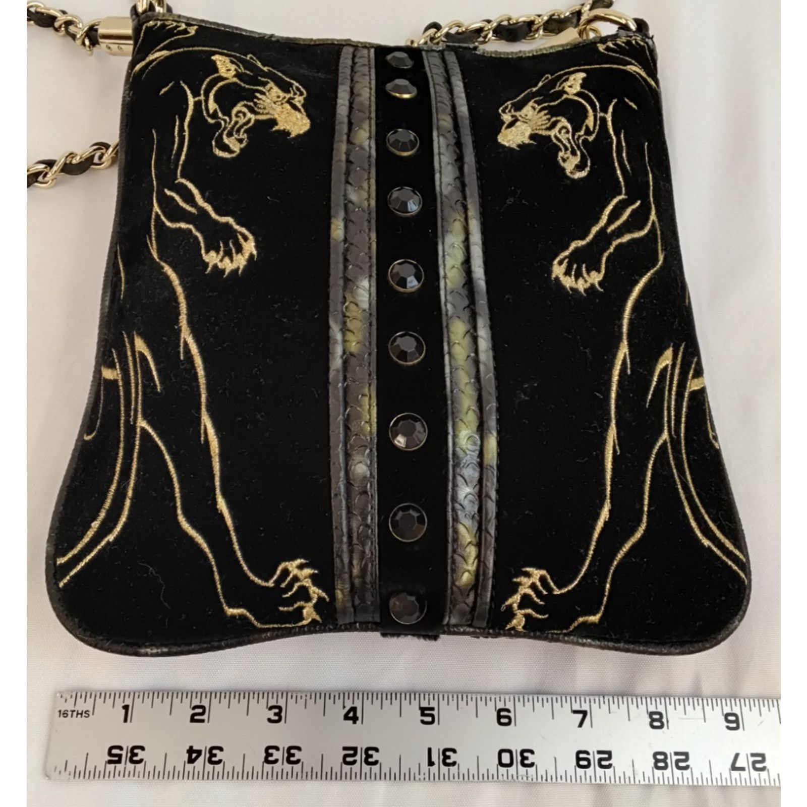 Christian Audigier Christian Audigier Crossbody Bag Black Velvet Jaguars Size ONE SIZE - 14 Thumbnail