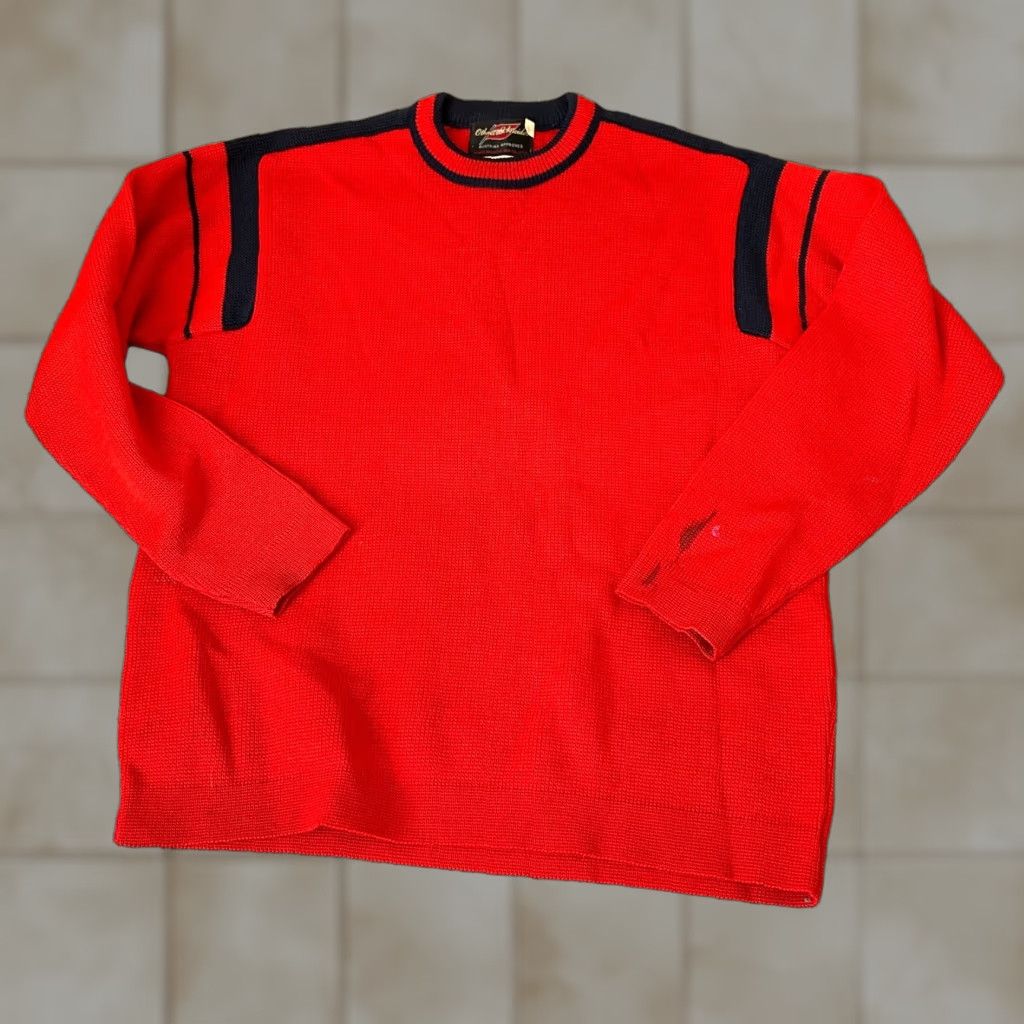 Sears VINTAGE Sears Sweater Mens XL Red Wool Knit Crew Neck Pullover Golf Athletic 100% Size US XL / EU 56 / 4 - 1 Thumbnail