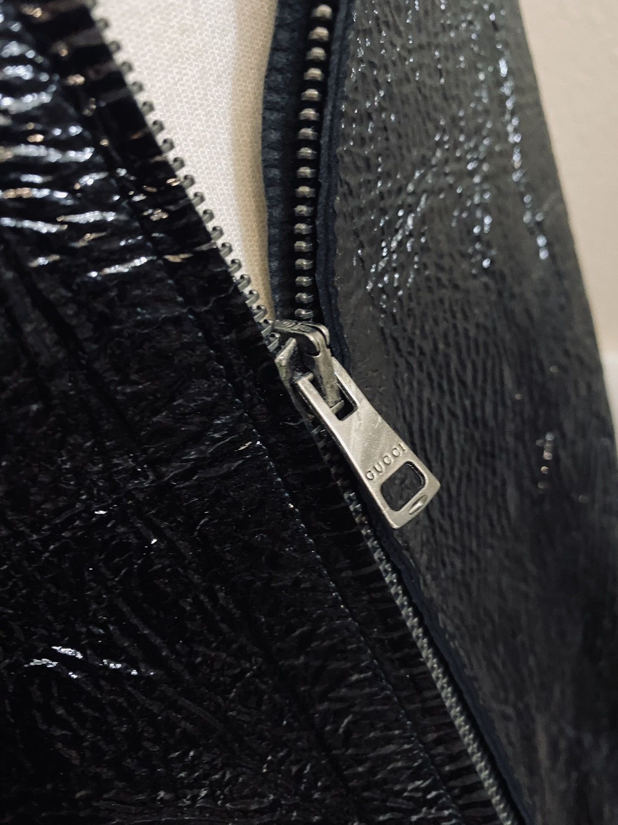 Gucci Gucci x Tom Ford 🇮🇹 black naplack leather asymm jacket 50 Size US M / EU 48-50 / 2 - 4 Thumbnail
